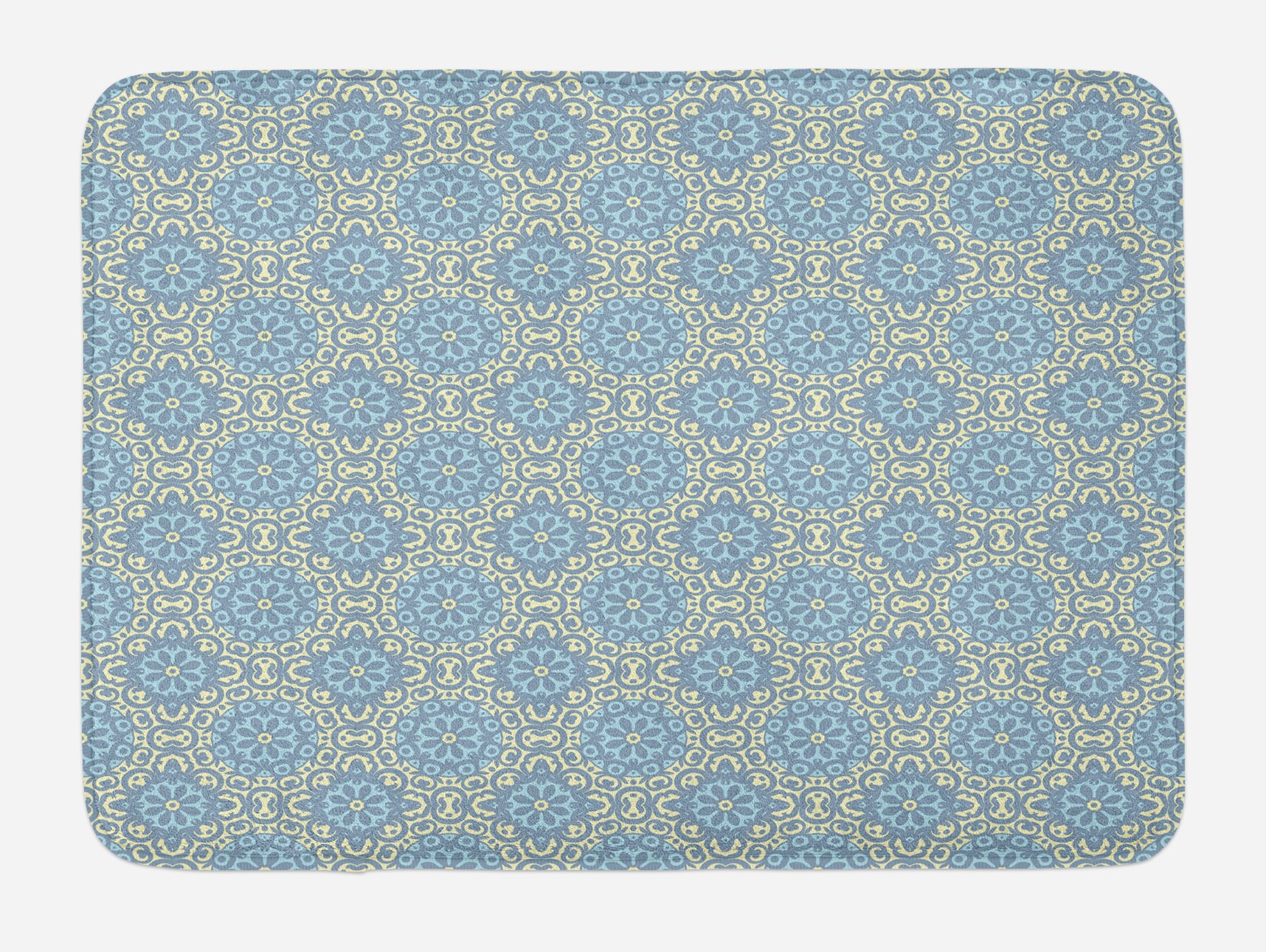 Ambesonne Oriental Bath Mat - Non-Slip Plush Bathroom Rug with Eastern Lace Swirl Geometric Design, 30