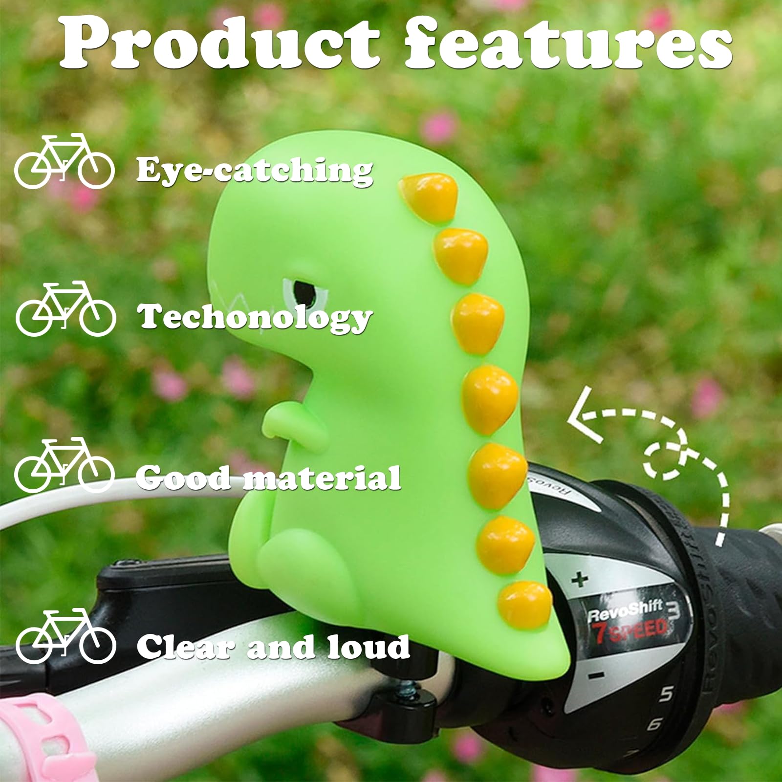 2 Pack Kids Bike Horn - Dinosaur & Panda Push Scooter Horn, Cartoon Bicycle Accessories for Boys & Girls - Fun Sound for Balance Bikes, Tricycles & Playtime