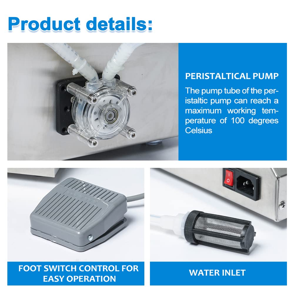 Automatic Digital Control Liquid Filling Machine - 0.5ml to 650ml Bottle Filler for Water, Beverages & Drinks (Peristaltic Pump System) | Perfect for Small Business, Homebrew & DIY Projects