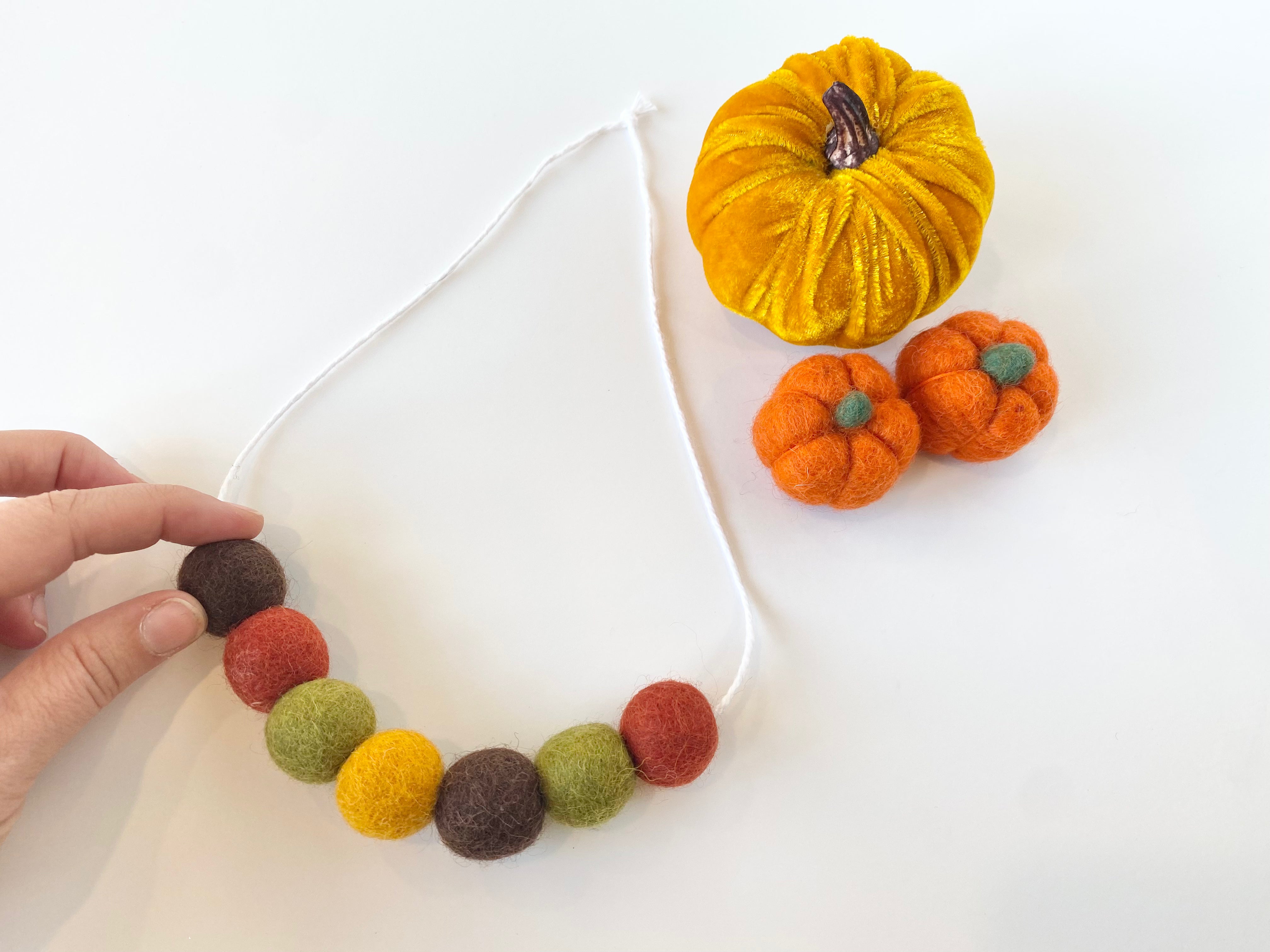 Thanksgiving Felt Ball Necklace - Handmade Holiday Jewelry for Women - Perfect for Thanksgiving Dinner, Fall Festivals & Christmas Gift Giving