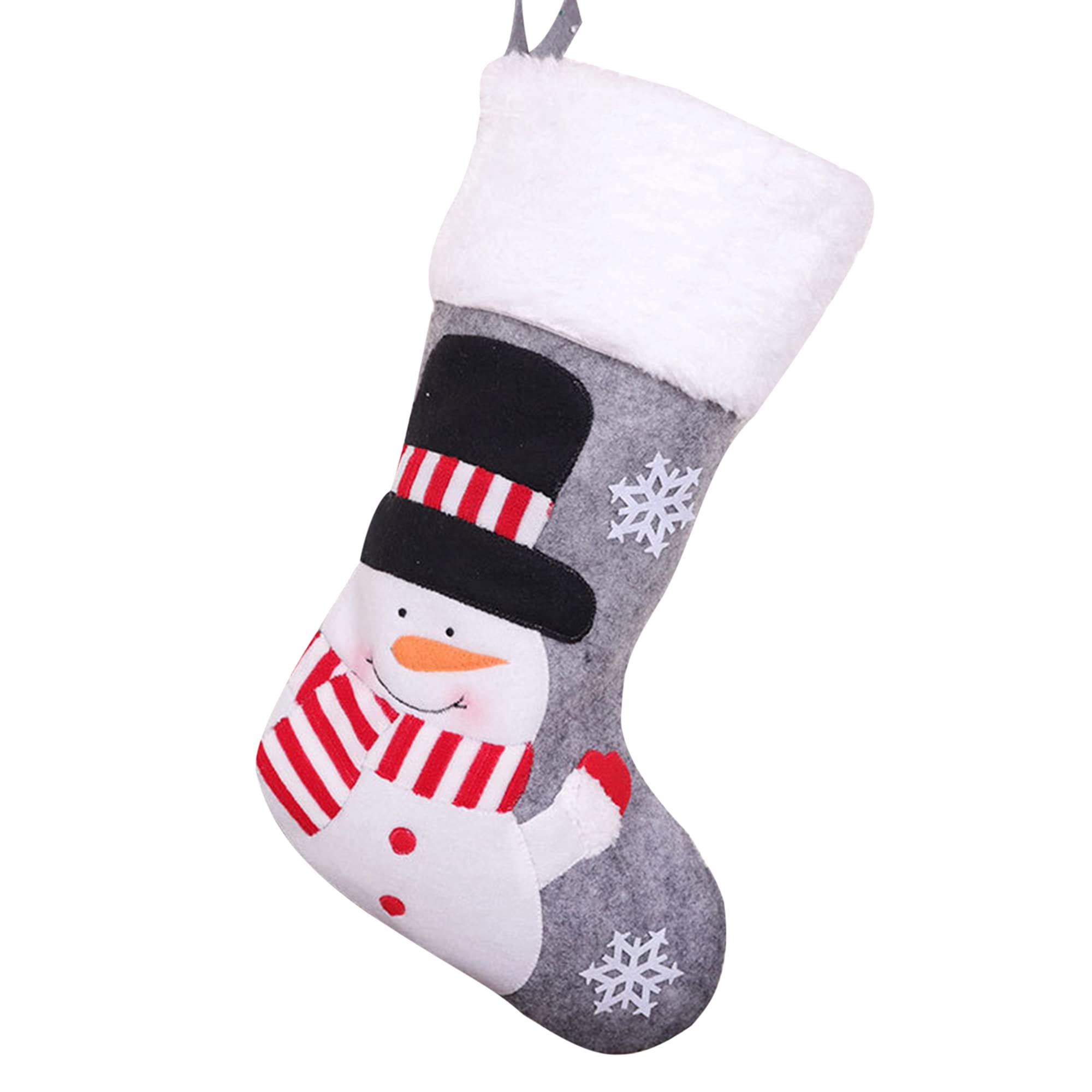 Christmas Stocking Set - Santa Snowman Reindeer Holiday Decorations for Fireplace & Tree | Family Xmas Hanging Stockings Socks | Perfect for Home Holiday Decor & Gift Giving (Gray Snowman, One Size)