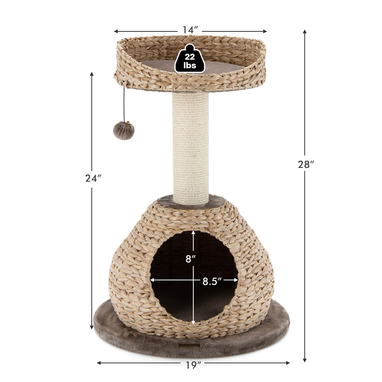 PETSITE Modern Cat Tree Tower with Scratching Post - 28