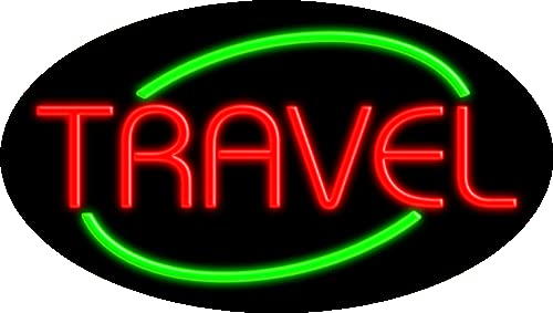 Custom Neon Travel Glass Sign #14082 - Handmade in USA | Perfect for Bars, Restaurants & Home Decor