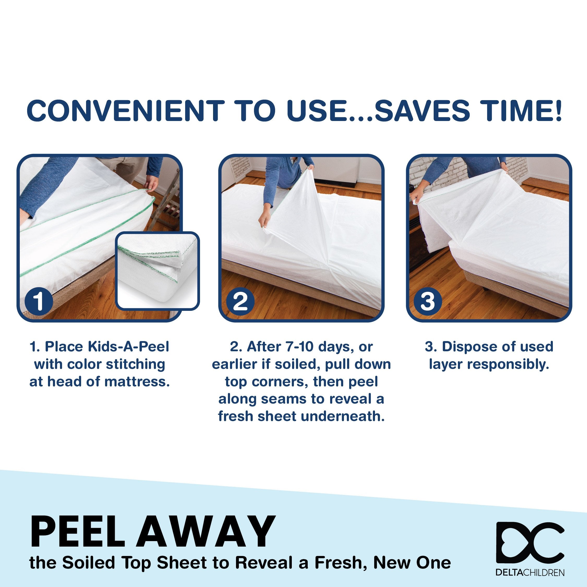 6 Pack Kids A Peel Disposable Fitted Sheets - Waterproof & Breathable Soft Bed Pads for Mattress Protection - Perfect for Travel, Daycare, and Potty Training