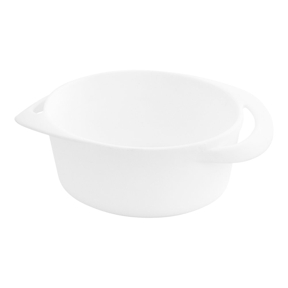 Restaurantware 3oz Mini Serving Dishes - 100 Disposable White Plastic Appetizer Plates with Built-In Handles for Snacks, Desserts & Party Catering | Perfect for Weddings, Events & Restaurant Use