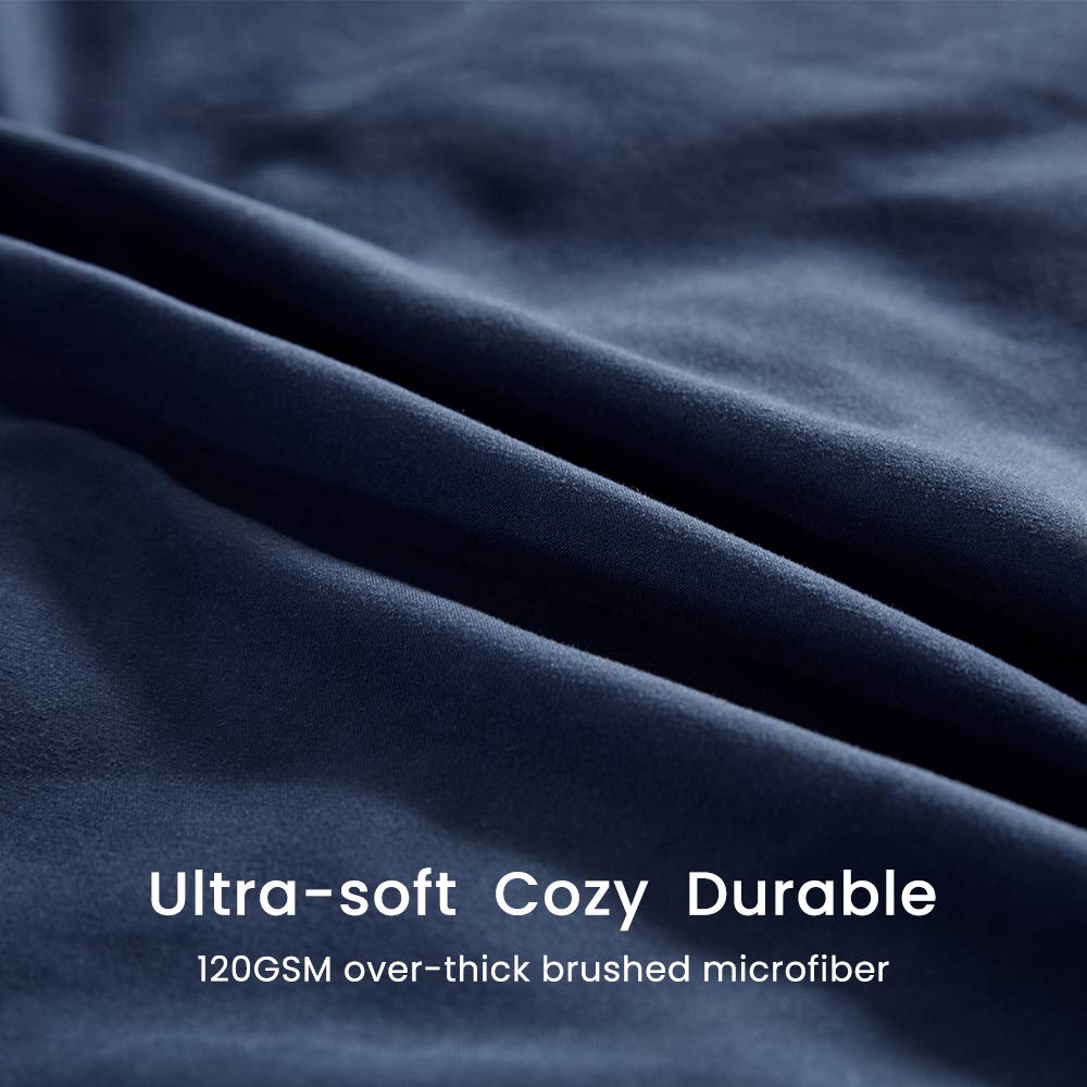 Queen Size Cooling Duvet Cover Set with NANOTEX Technology - Super Soft, Breathable 3-Piece Comforter Cover with Zipper Closure & 8 Corner Ties (Navy Blue) | All-Season Luxury Bedding for Hot Sleepers & Temperature Regulation