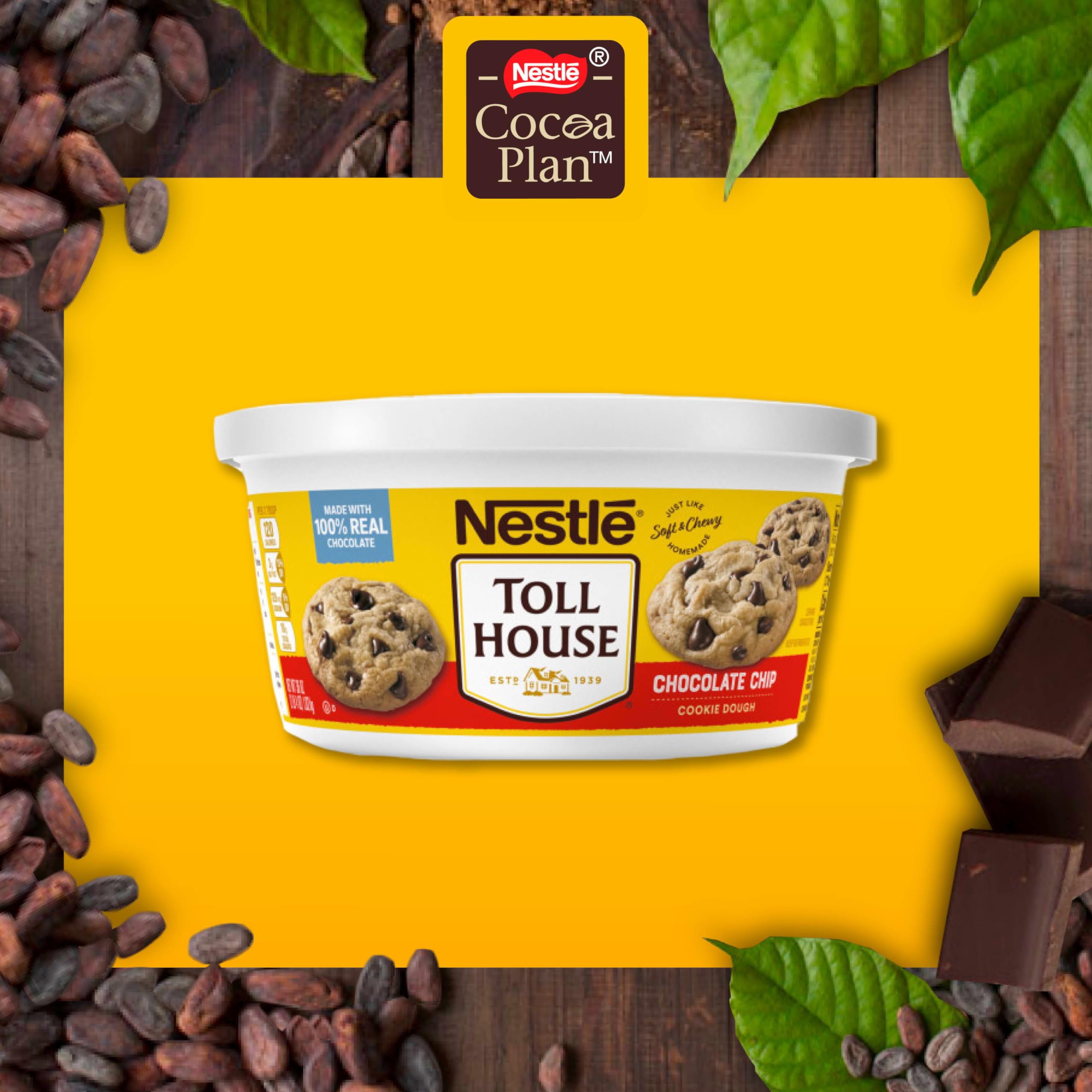 Nestle Toll House Chocolate Chip Cookie Dough - Ready to Bake, 16 oz - Perfect for Family Baking, Parties & Holiday Treats