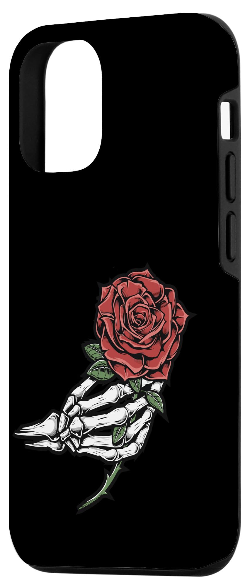 iPhone 12/12 Pro Case with Skeleton Hand Holding Red Rose Design - Perfect for Halloween, Gothic Style & Unique Fashion Statement