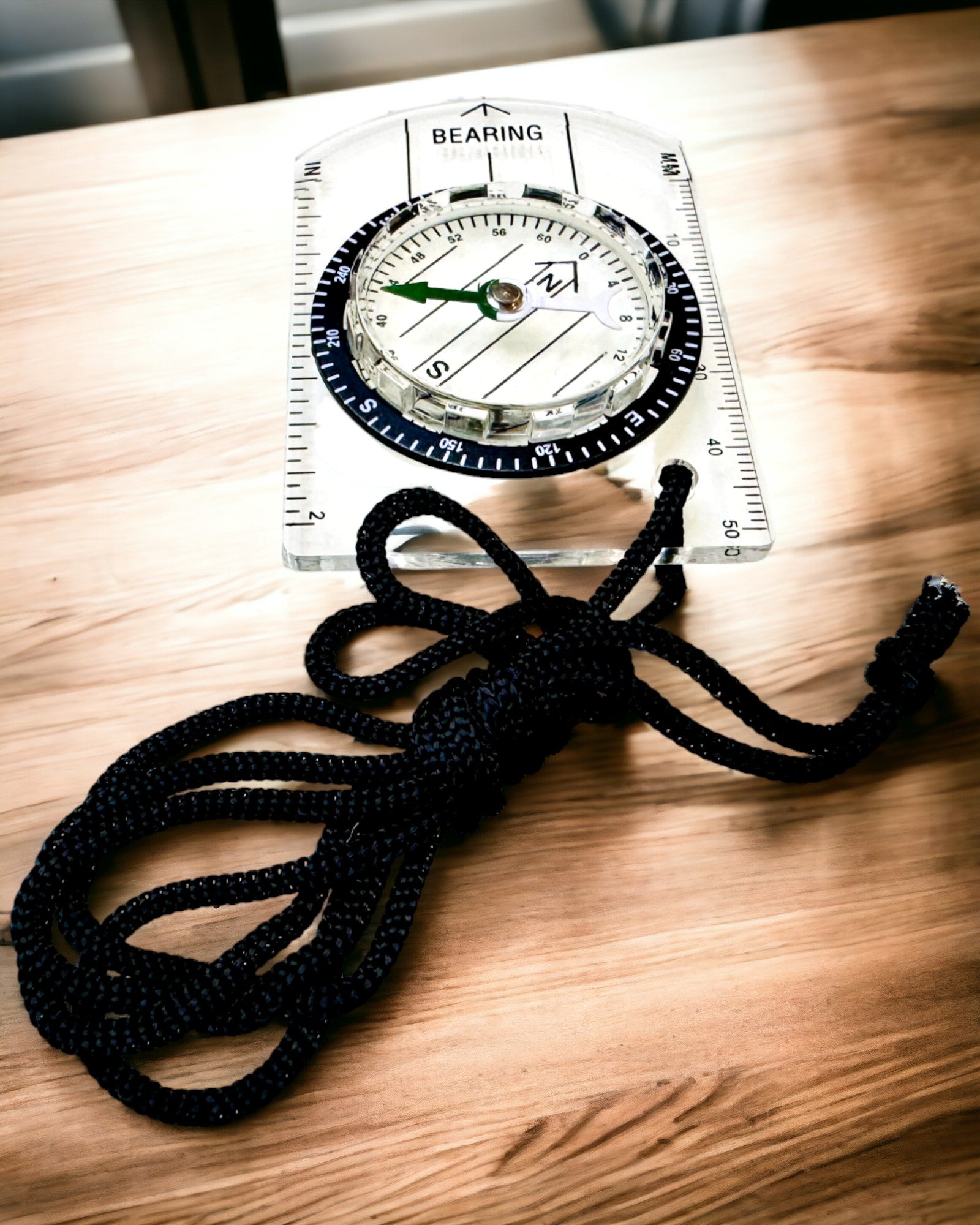 Mini Acrylic Tourist Compass with Hanging Cord - Transparent Adventure Compass with Map Scale & Custom Engraving for Hiking, Camping & Outdoor Exploration