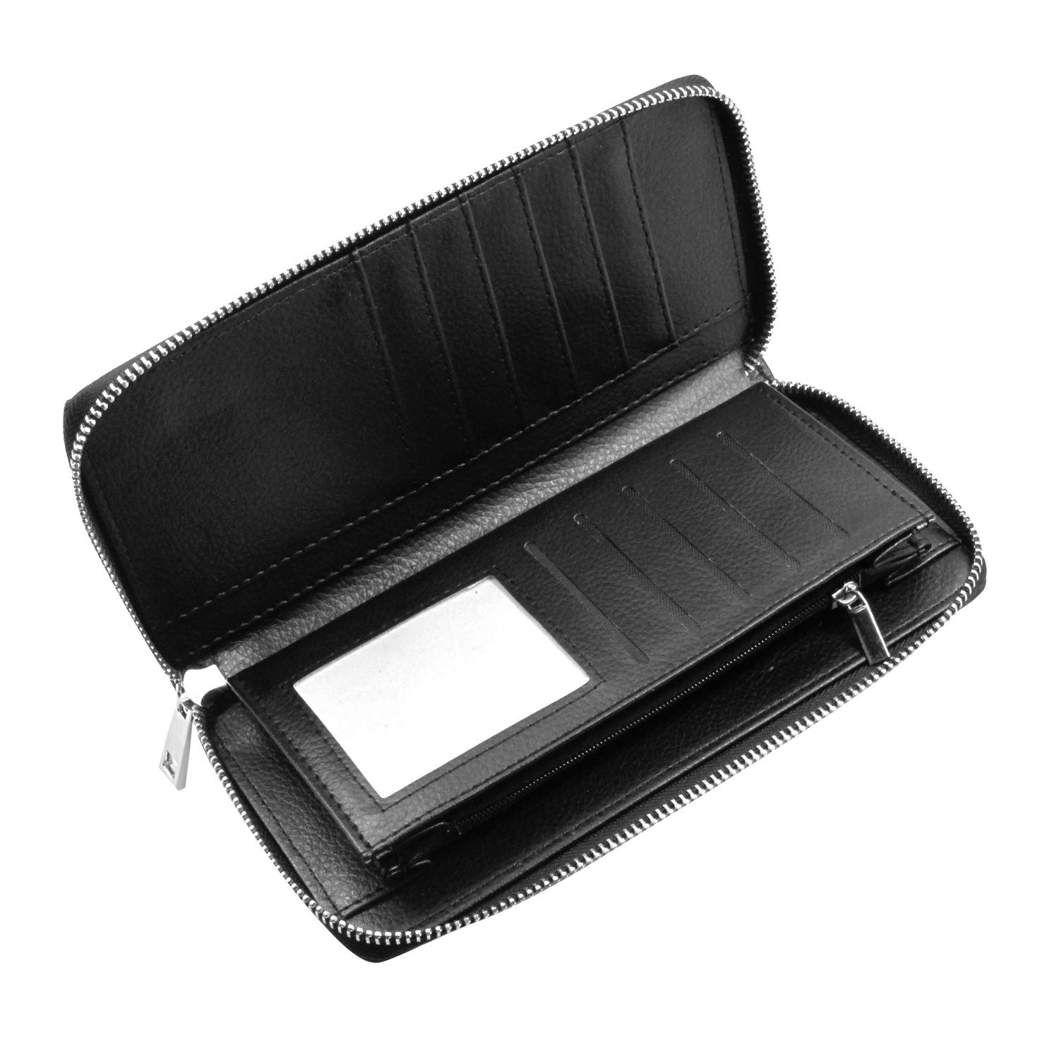 Women's RFID Blocking Zip Around Wallet & Phone Clutch with Card Organizer - Howling Night Wolf Moon Design - Perfect for Travel, Shopping & Night Out