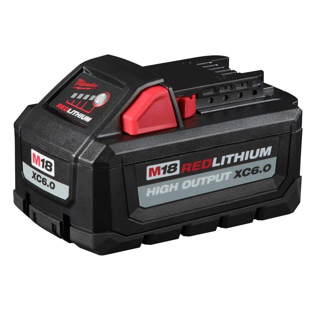Milwaukee M18 REDLITHIUM HIGH Output XC6.0 Battery Pack - 6.0Ah 18V Cordless Power Tool Battery - Compatible with Milwaukee M18 Tools - Perfect for Drills, Saws, and Outdoor Power Equipment