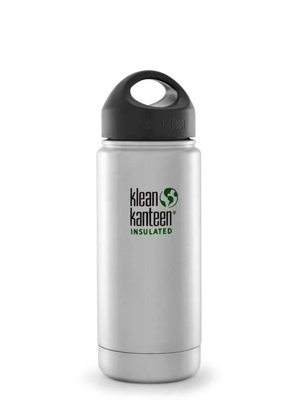 Klean Kanteen 16oz (473mL) Vacuum Insulated Stainless Steel Water Bottle - Wide Mouth, BPA-Free, Hot & Cold Drink Thermos for Hiking, Gym, Office & Outdoor Activities