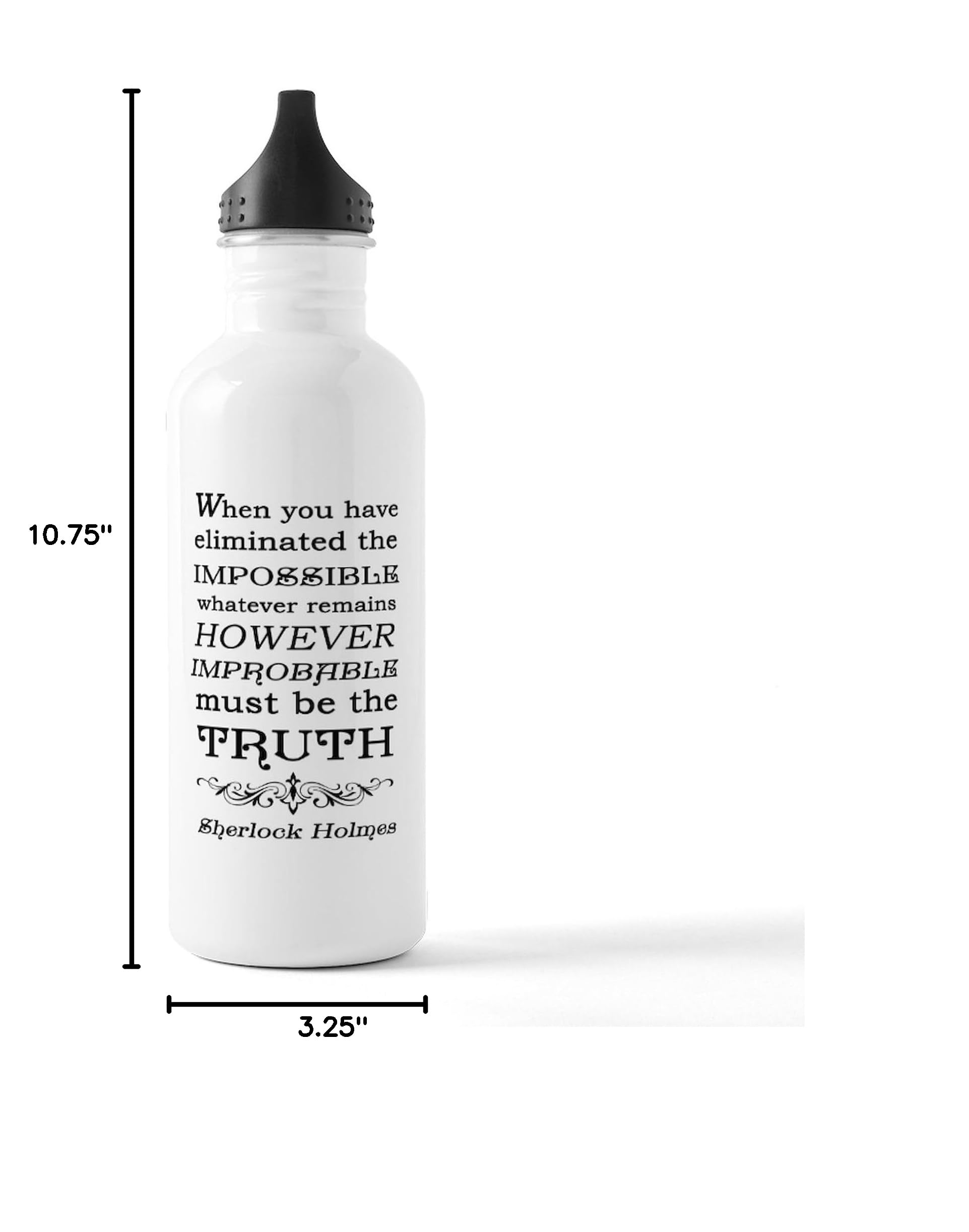 Sherlock Holmes Stainless Steel Water Bottle 1.0L (34 oz) - Vacuum Insulated, Leak Proof, BPA Free - Perfect for Travel, Gym, Hiking & Office Use
