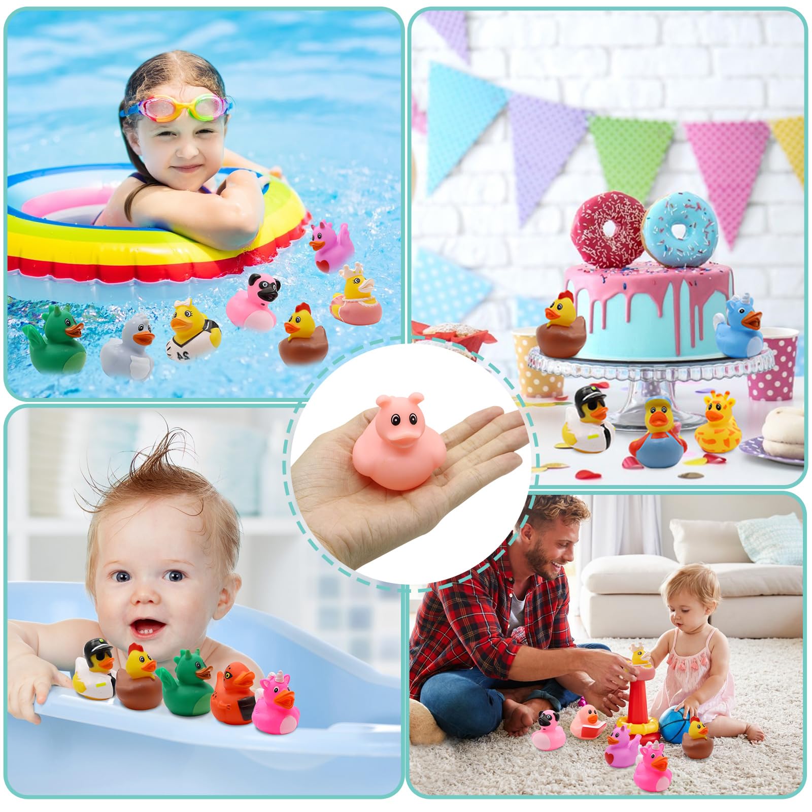 100 Pack Bulk Rubber Duck Bath Toys - Fun Floating Ducks for Kids, Baby Showers, Birthday Gifts & Classroom Prizes | Perfect for Pool, Beach, Summer Parties & Jeep Decorations | Durable Bathtub, Party Favors & Water Play Toys