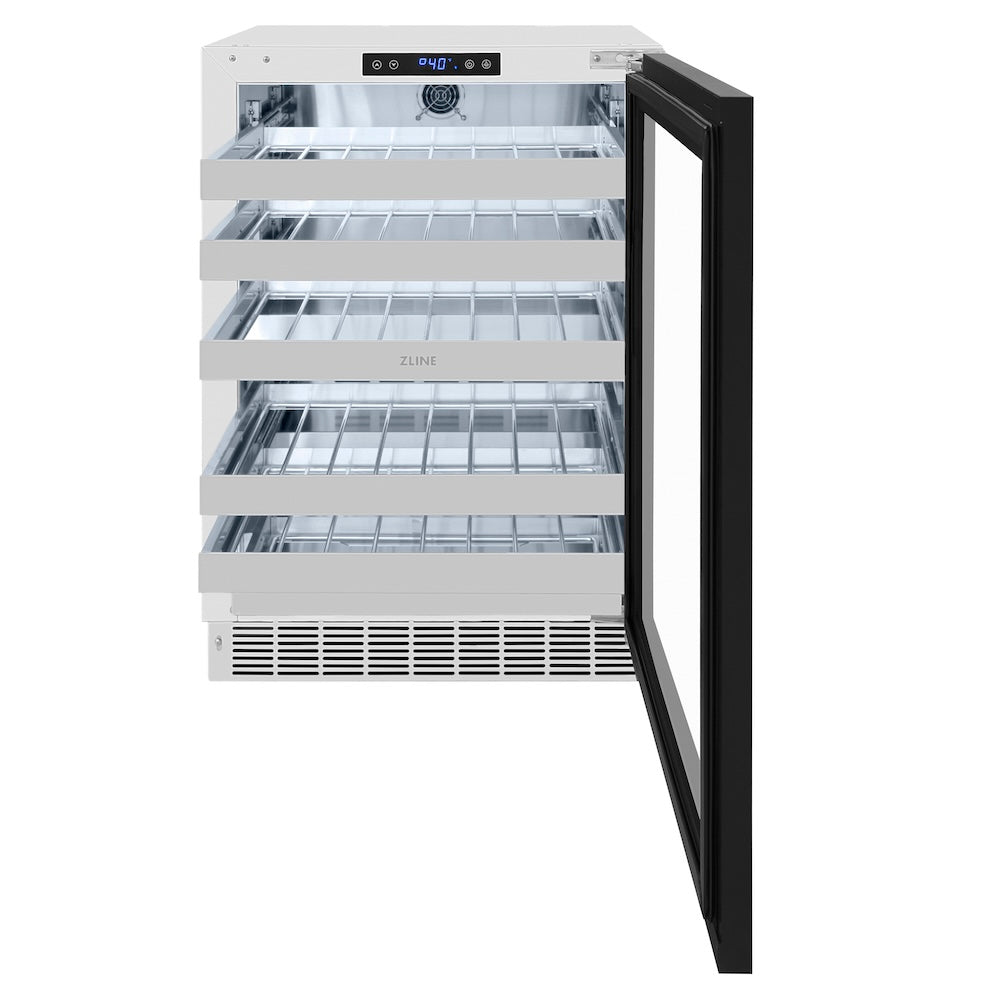 ZLINE Autograph Edition 24 Inch Touchstone Dual Zone 44 Bottle Wine Cooler with Panel Ready Glass Door & Champagne Bronze Handle - Perfect for Home Bars, Wine Cellars, and Entertaining Spaces (RWDPOZ 24 CB)