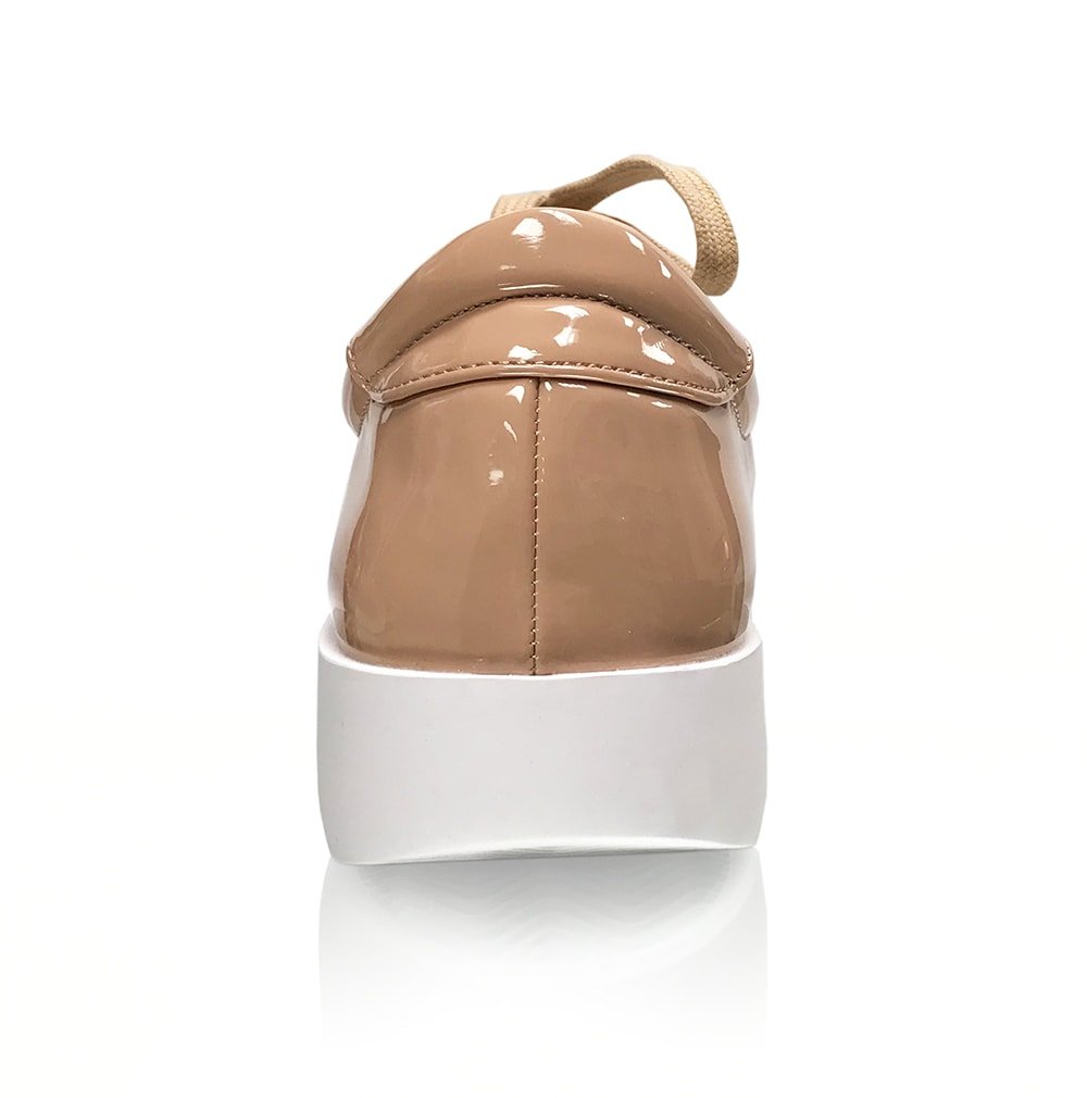 Women's Patent Leather Nude Fashion Sneakers - The FLOATER - Comfortable Casual Shoes for Walking, Work & Everyday Wear