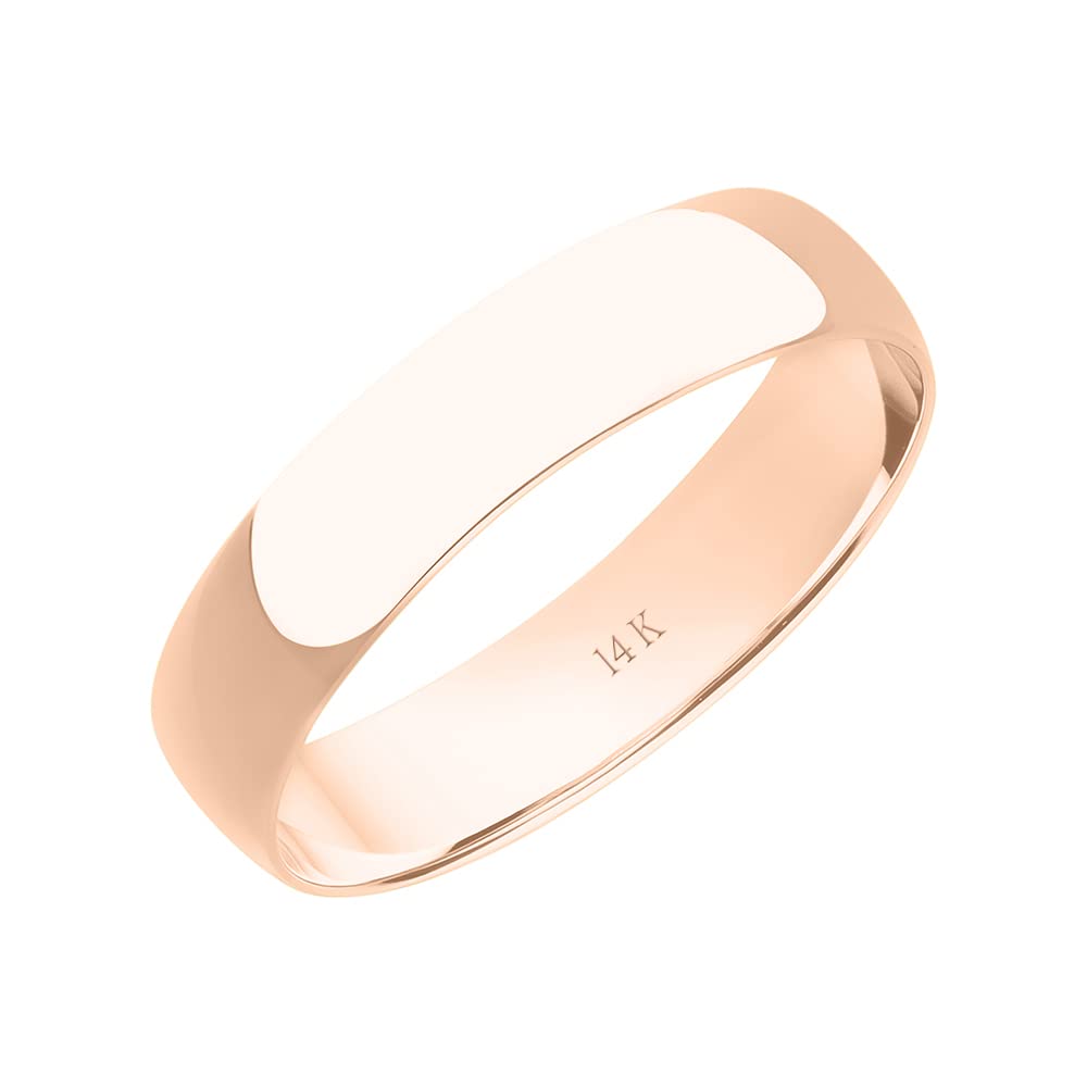 4MM Solid Gold Men's Wedding Band - 10K/14K Yellow, White & Rose Gold Wedding Ring for Men | Lightweight, Well-Polished Plain Band | Perfect for Weddings, Anniversaries & Everyday Wear