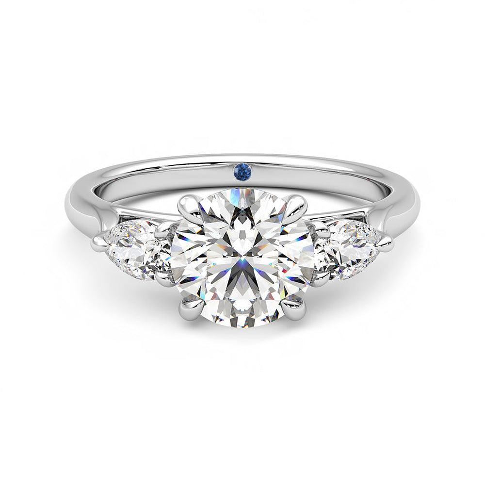 Exquisite Round Cut Three Stone Moissanite Engagement Ring with Hidden Anniversary Accent - Perfect for Proposals, Weddings & Anniversary Gifts