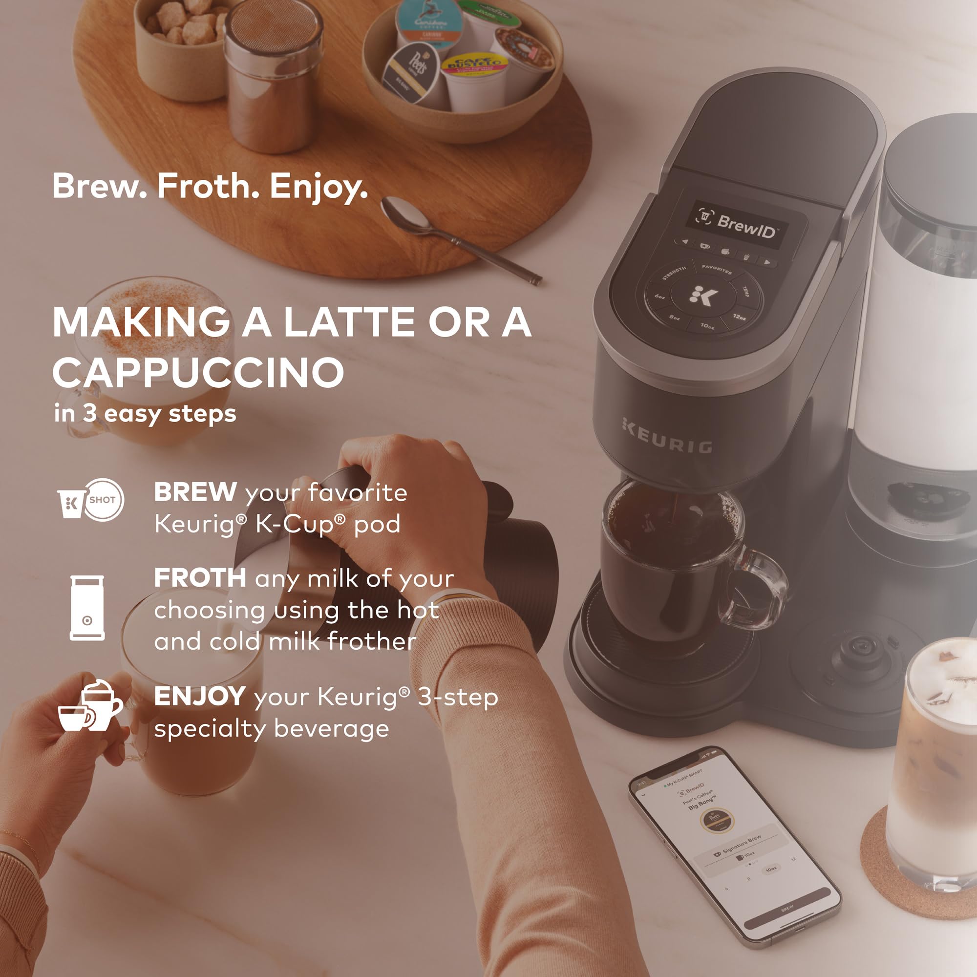Keurig K-Cafe SMART Single Serve K-Cup Pod Coffee Maker - Latte & Cappuccino Maker, Black | Perfect for Home, Office & Small Spaces | Brews Coffee, Lattes & Iced Drinks