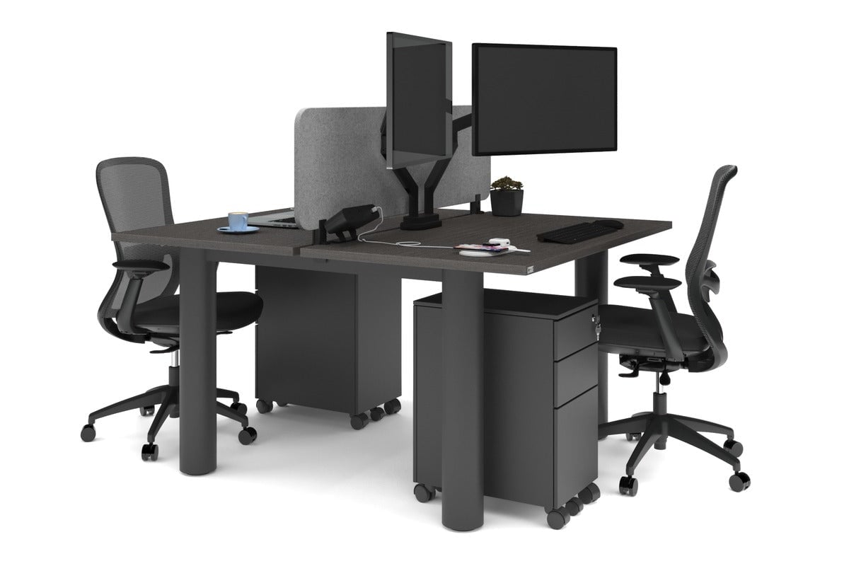 Quadro Cylinder Leg 2-Person Office Workstation Desk [1400L x 700W] - Perfect for Collaborative Workspaces & Modern Offices