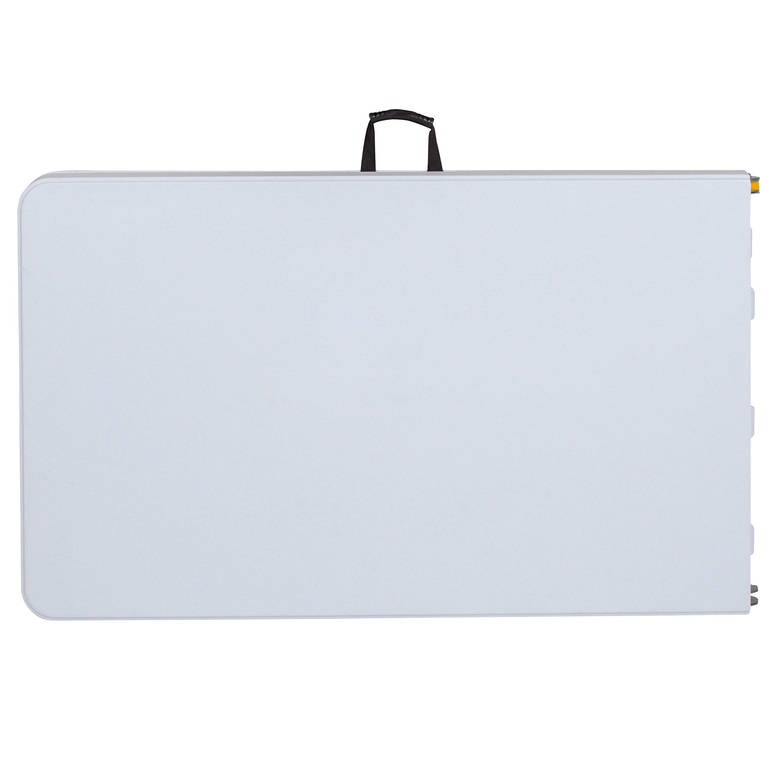 8-Foot Adjustable Height Bi-Fold Granite White Plastic Folding Table with Handle - Perfect for Parties, Events, and Home Use