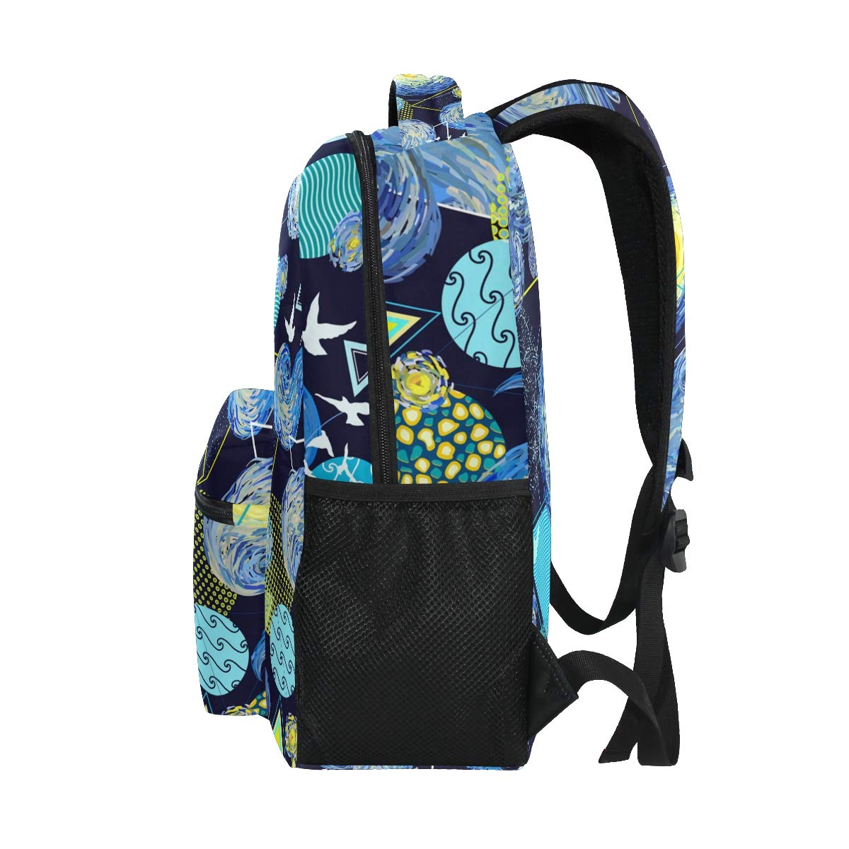 ALAZA Van Gogh Starry Night Sky Painting Geometric Pigeon Bird Large Backpack - 15.6 Inch Laptop Bag with Multiple Pockets for Travel, School & Work - Stylish Unisex Tablet & iPad Carrier for Students & Professionals