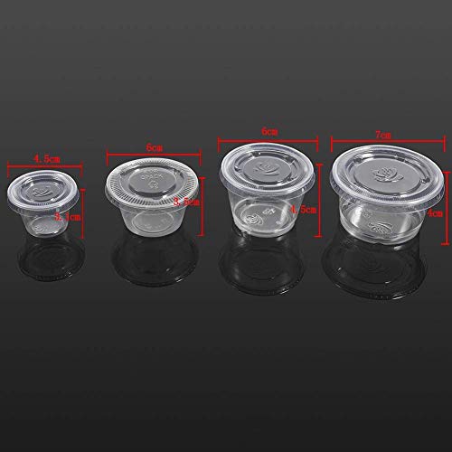 50Pcs Clear Plastic Sauce Cups with Lids - 4oz Souffle Cups for Food Storage, Takeaway, Chutney & Hot Sauces - Perfect for Restaurants, Catering & Home Meal Prep