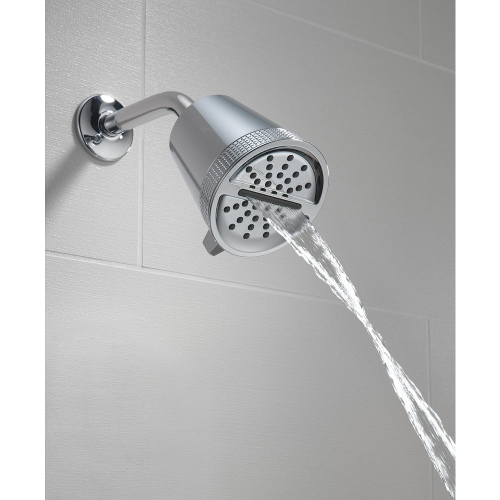 Delta Lumicoat Chrome 3-Setting Shower Head 52386 - High Pressure Rainfall, Massage & Water Saving Modes for Relaxing Bathroom Experience