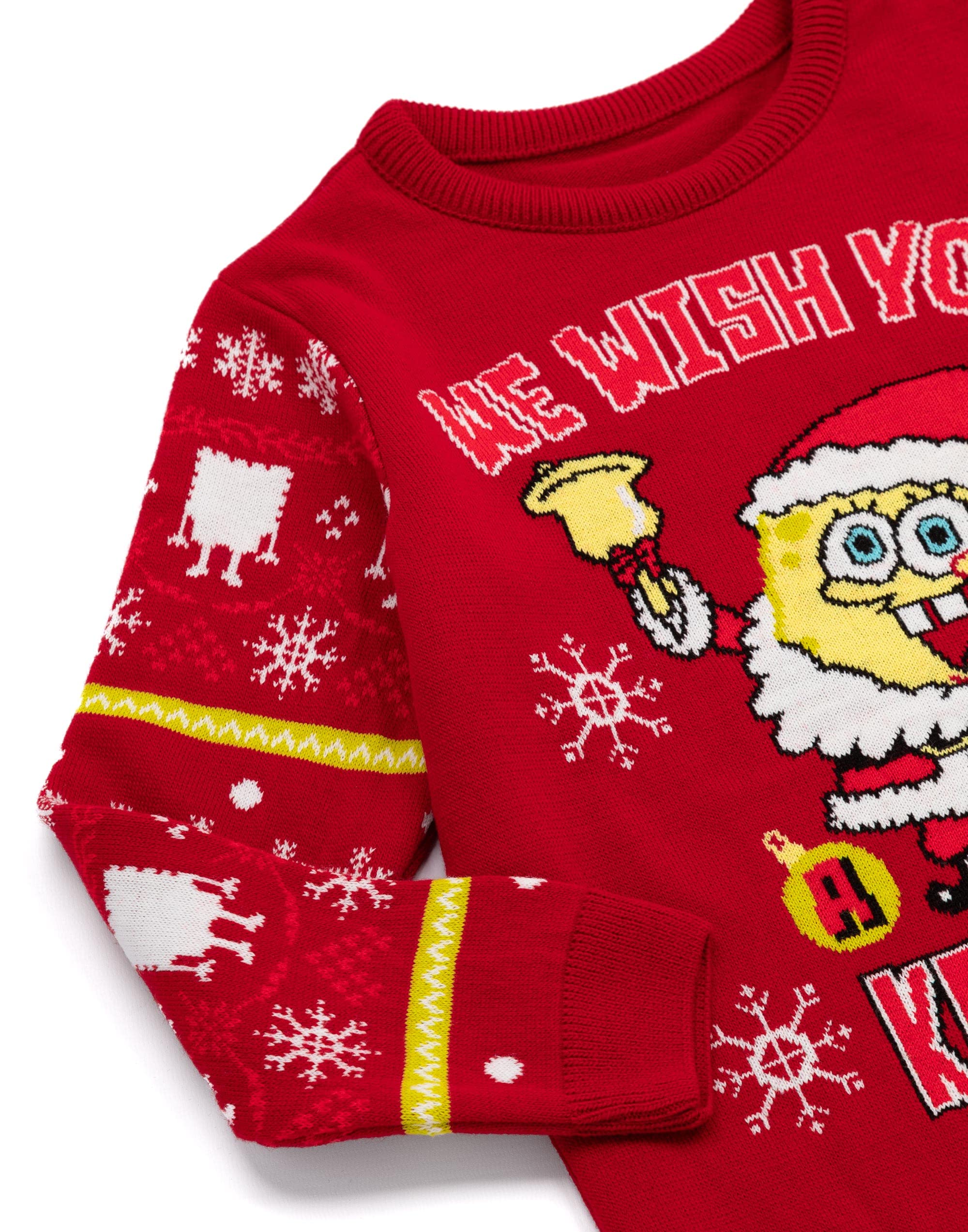 SpongeBob SquarePants Christmas Sweater for Kids - Festive Red Knit Santa Krabby Holiday Pullover for Boys & Girls | Perfect Gift for Christmas Parties, Family Photos & Winter Celebrations