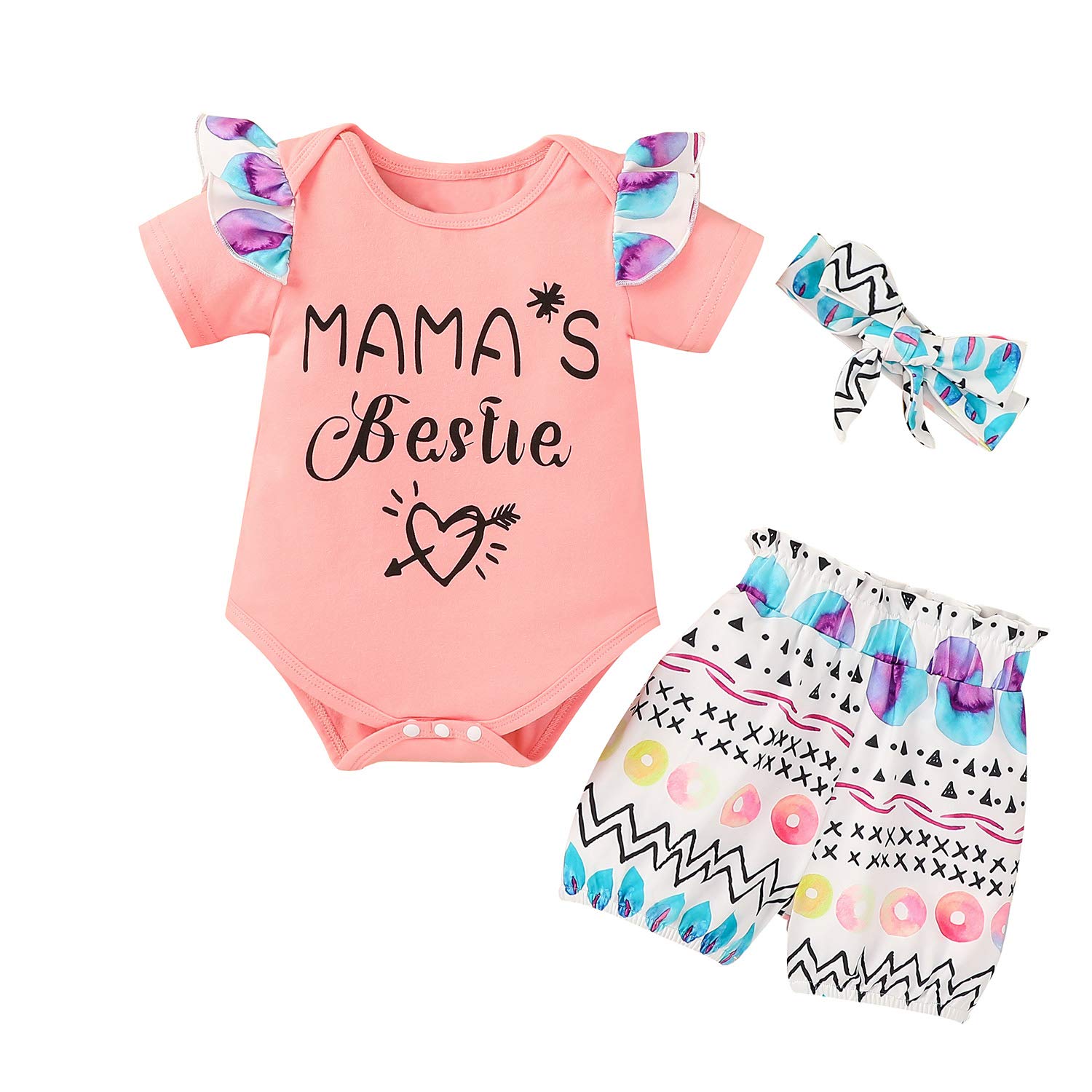 Adorable Baby Girls Summer Outfits 3-Piece Set - Soft Cotton Onesie, Shorts & Hair Bows | Newborn Infant Clothing for Playdates, Photo Shoots & Everyday Wear | Perfect for Beach, Park, Family Outings & Special Occasions | Ideal for Summer Vacation, Birthday Parties & Outdoor Adventures | Great for Playtime, Travel, and Seasonal Photoshoots | Best for Casual Wear, Baby Showers, and Summer Fashion Photography | Suitable for Beach Trips, Picnics, Birthday Celebrations, and Instagram-Worthy Moments