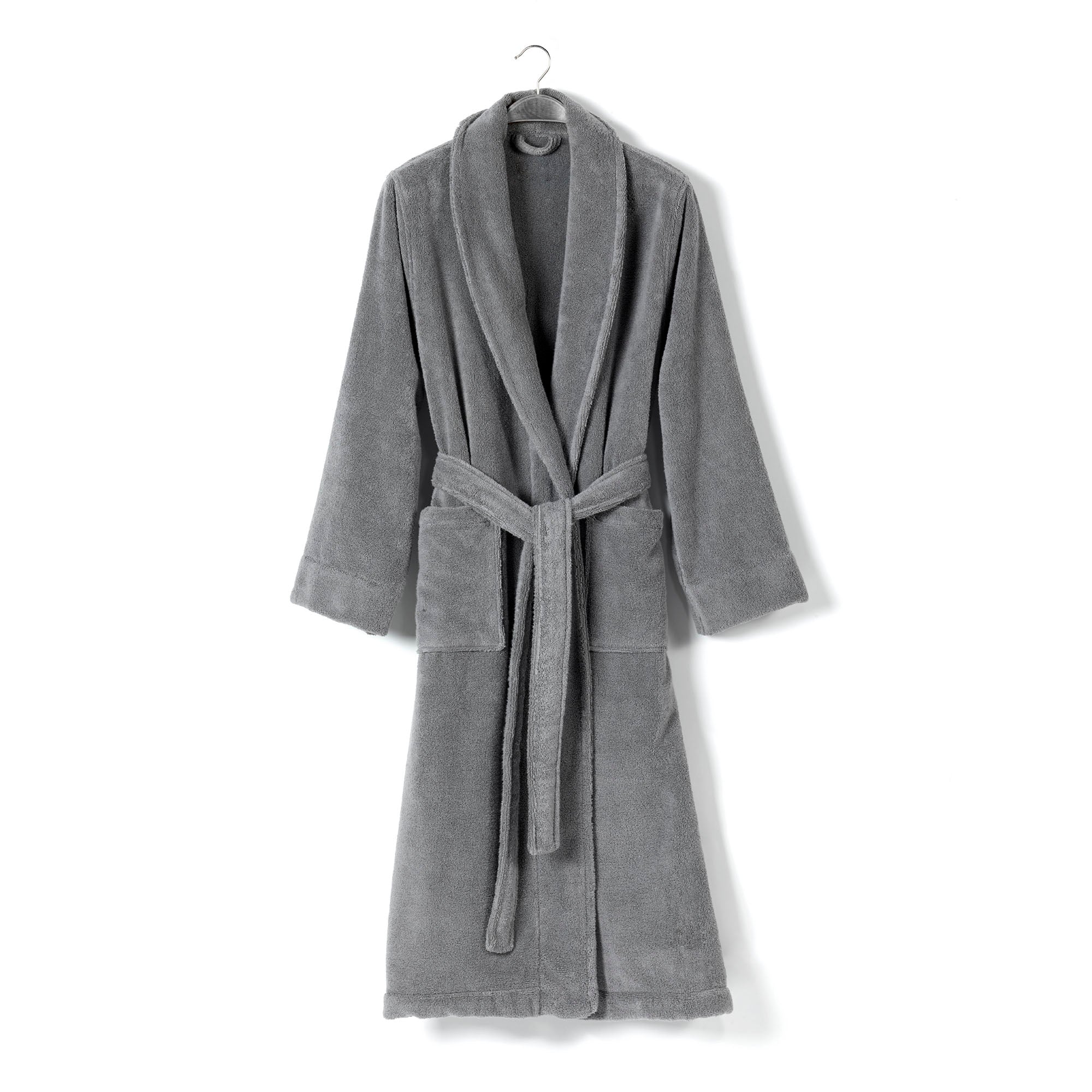 Premium 100% Cotton Unisex Chicago Bathrobe - Dark Grey | Soft Plush Robe for Spa, Hotel & Home Relaxation