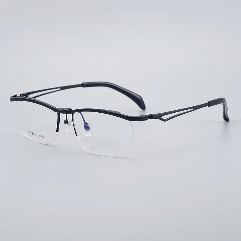 Men's Titanium Flip-Up Square Semi-Rimless Eyeglasses - Lightweight & Durable for Reading, Driving & Outdoor Activities