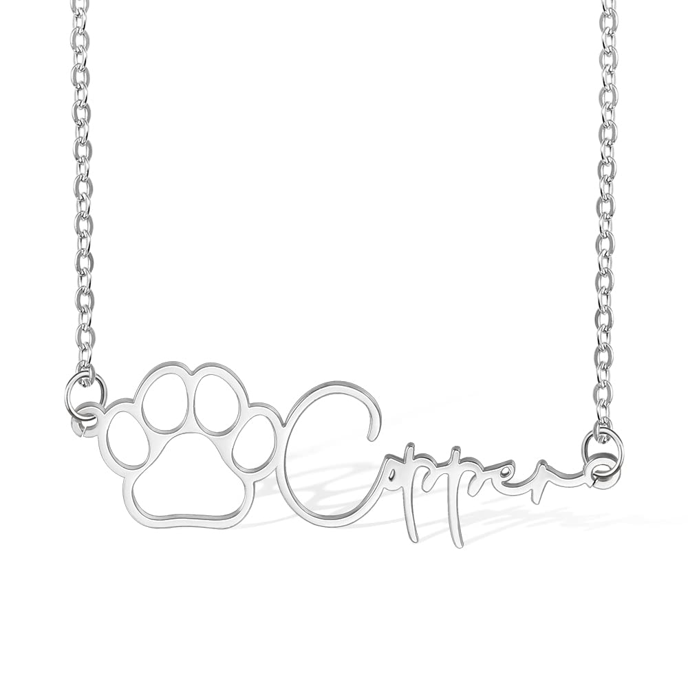 Personalized Stainless Steel Pet Memorial Necklace - Custom Name & Paw Print Pendant for Women, Thoughtful Anniversary & Birthday Gift for Pet Loss Lovers | Perfect for Remembrance, Pet Memorial Services & Everyday Wear