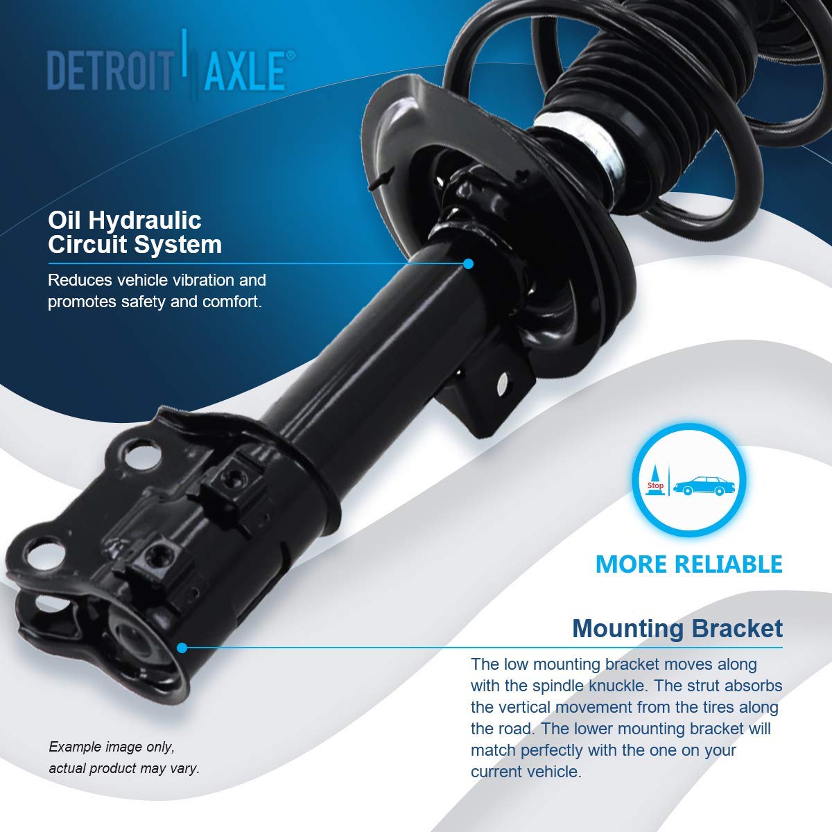 Detroit Axle - 4pc Complete Strut & Shock Absorber Kit for 2011 Hyundai Sonata (Pre-07/23/2010) - Front Strut Assembly & Rear Shock Replacement - Perfect for Smooth Ride & Suspension Repair