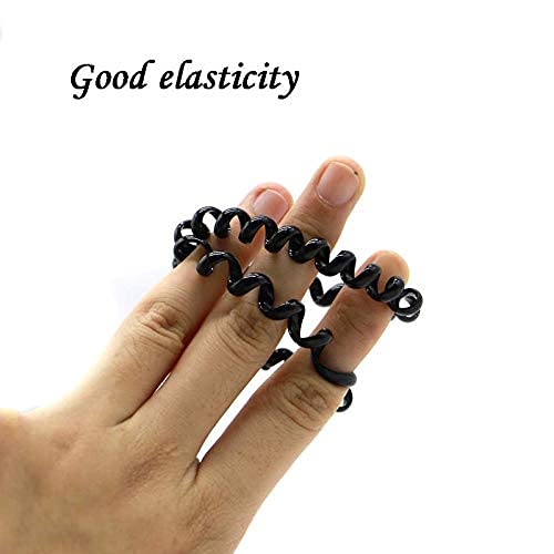 Upavista Spiral Hair Ties for Women - No Crease Seamless Elastic Hair Coils, 5-Piece Set (Black) | Traceless Ponytail Holders, Phone Cord Hair Rings for Workout, Office & Everyday Use
