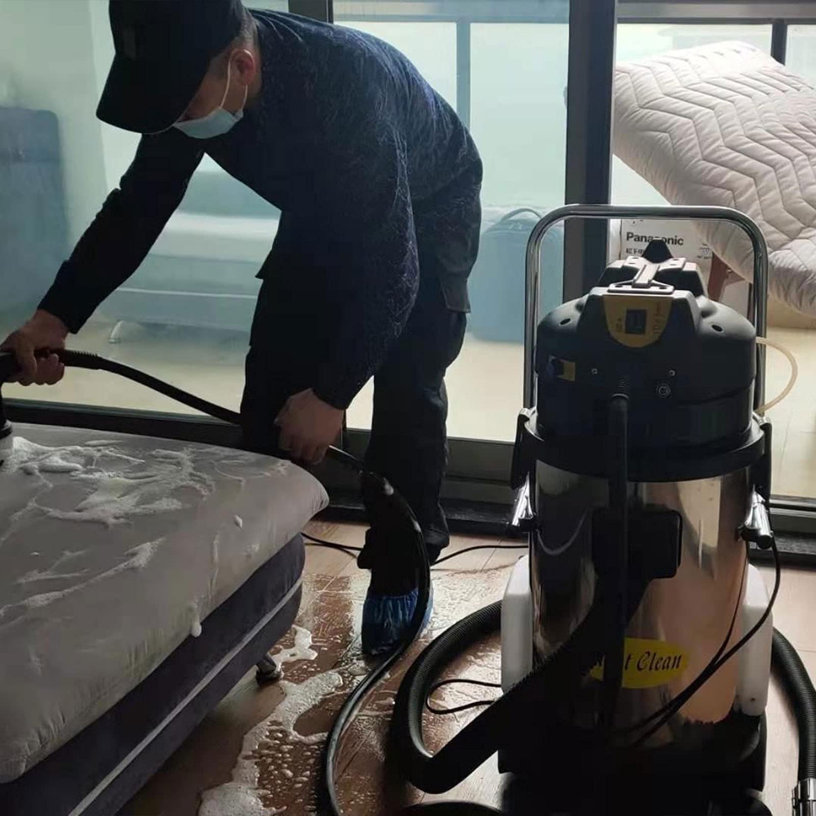 CNCEST 110V 2110W Commercial Portable Carpet Cleaning Machine - 3-in-1 Stainless Steel Wet/Dry Vacuum Cleaner with 60L Dust Collector & Air Cooling System - Ideal for Home, Office, and Commercial Carpet Cleaning
