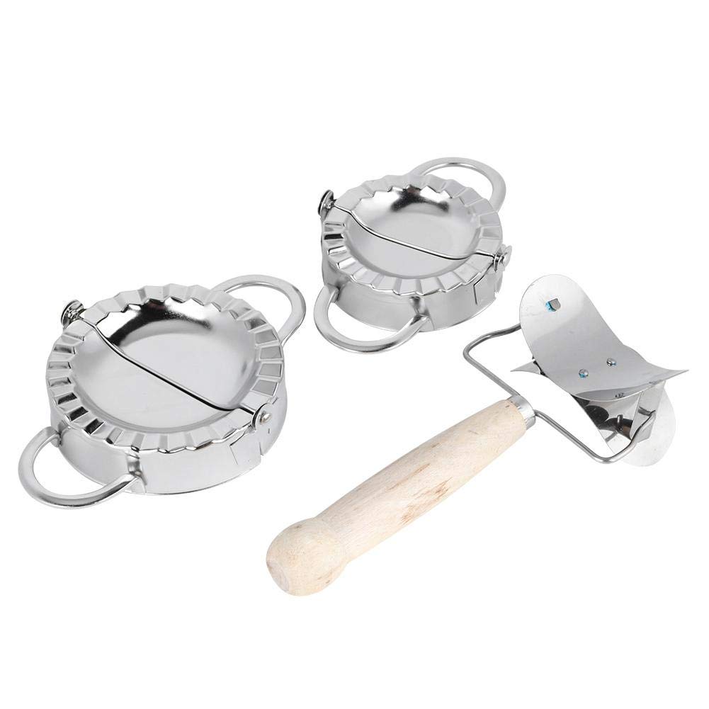 3-Piece Dumpling Maker Set - Stainless Steel Dumpling Molds & Skin Press with Wooden Handle - Perfect for Homemade Dumplings, Empanadas & Asian Cooking - Kitchen Gadget for Easy Meal Prep & Family Cooking