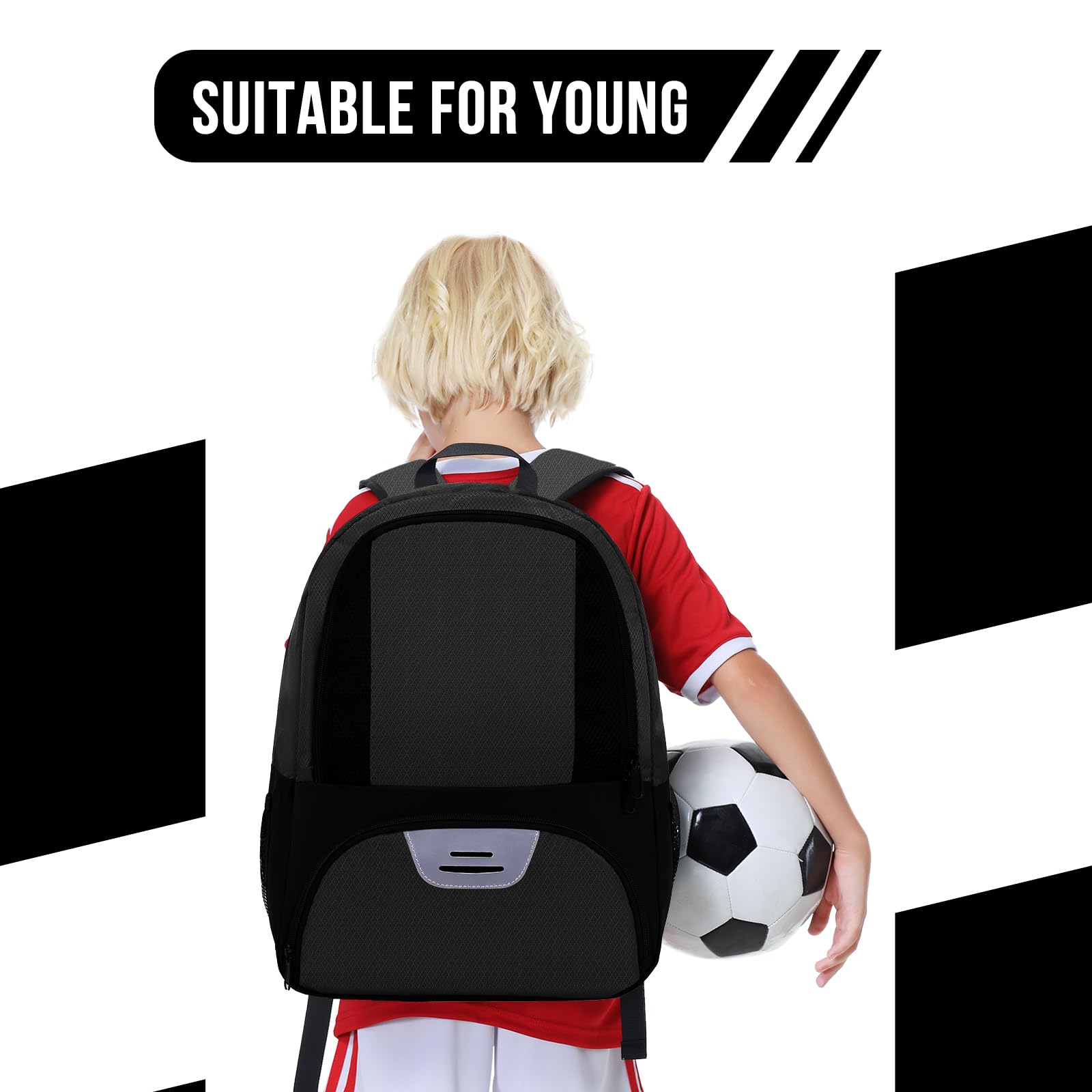 Youth Soccer Backpack with Shoe Compartment - Sport Equipment for Football Volleyball Basketball Training