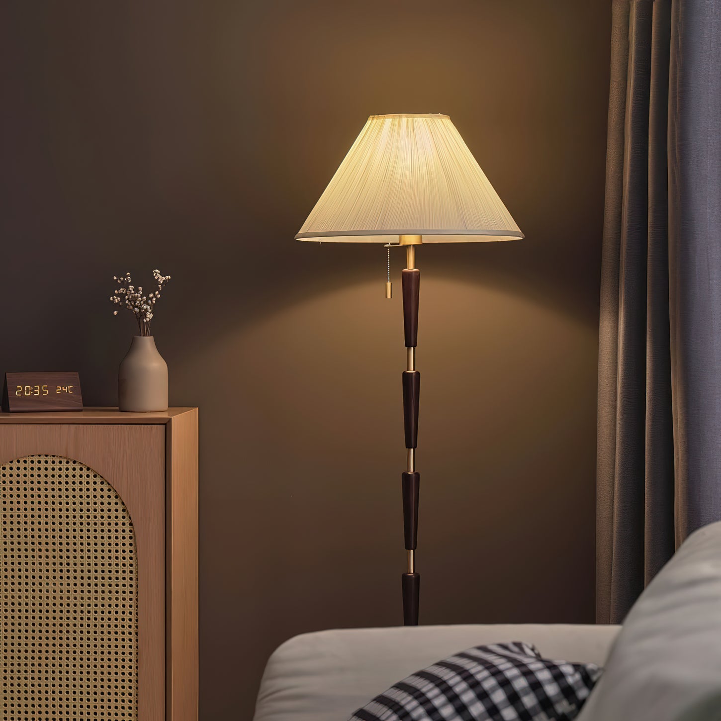 Modern Bamboo Knot Floor Lamp - Handcrafted Natural Wood Standing Light for Living Room, Bedroom & Office - Warm Ambient Lighting for Home Decor & Relaxation