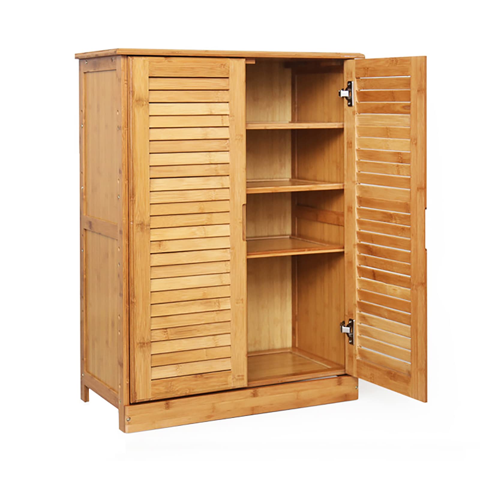 Bamboo Shoe Storage Cabinet with Doors - Rustic Entryway Shoe Organizer Rack | Perfect for Small Spaces, Hallways & Mudrooms