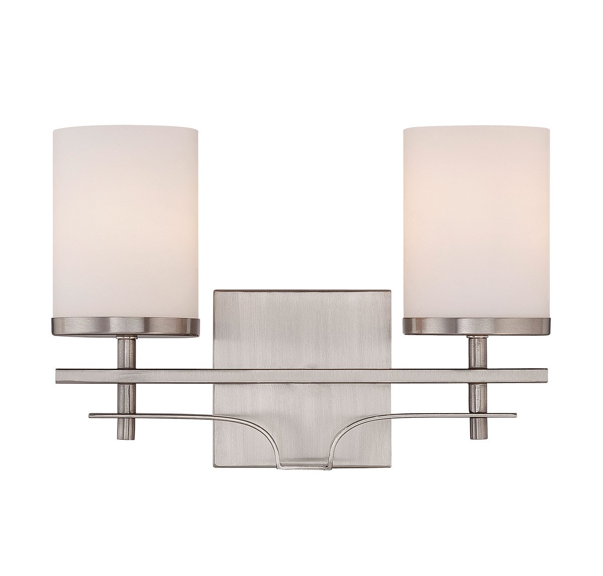 Modern Bathroom Vanity Light Fixture - 2 Light Satin Nickel Finish, 14 Inch, 200W Incandescent Bulbs - Perfect for Bathroom, Powder Room & Dressing Area Lighting
