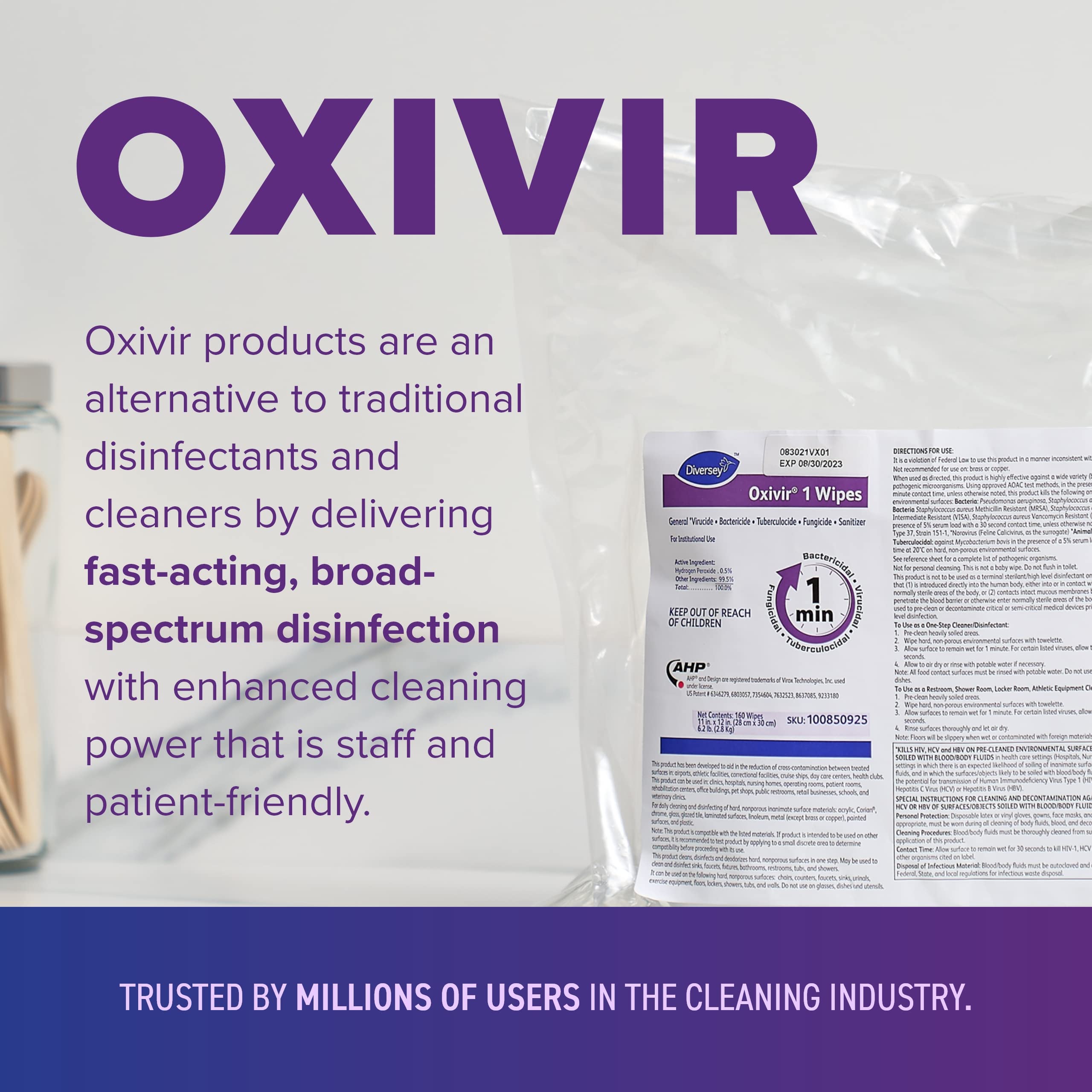 Diversey Oxivir Tb 100823906 Disinfectant Wipes | Accelerated Hydrogen Peroxide Cleaning Wipes | Extra Large Sheets (160 Wipes per Refill) | Pack of 4 Refills | Ideal for Hospitals, Schools & Office Sanitization