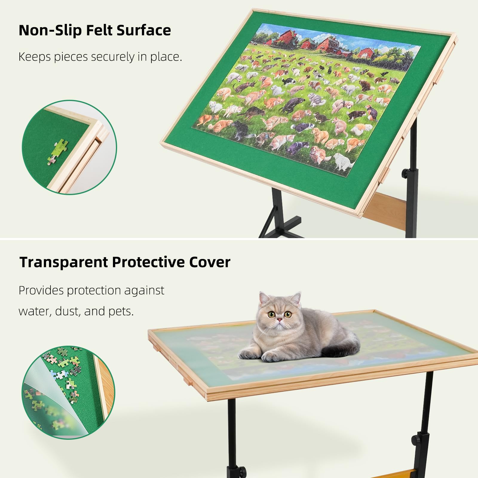 ALL4JIG Premium Wooden Jigsaw Puzzle Table with 4 Storage Drawers - Stable & Lightweight Design for 2000-Piece Puzzles - Perfect Gift for Adult Puzzle Enthusiasts - Great for Family Game Nights, Relaxation & Home Decor