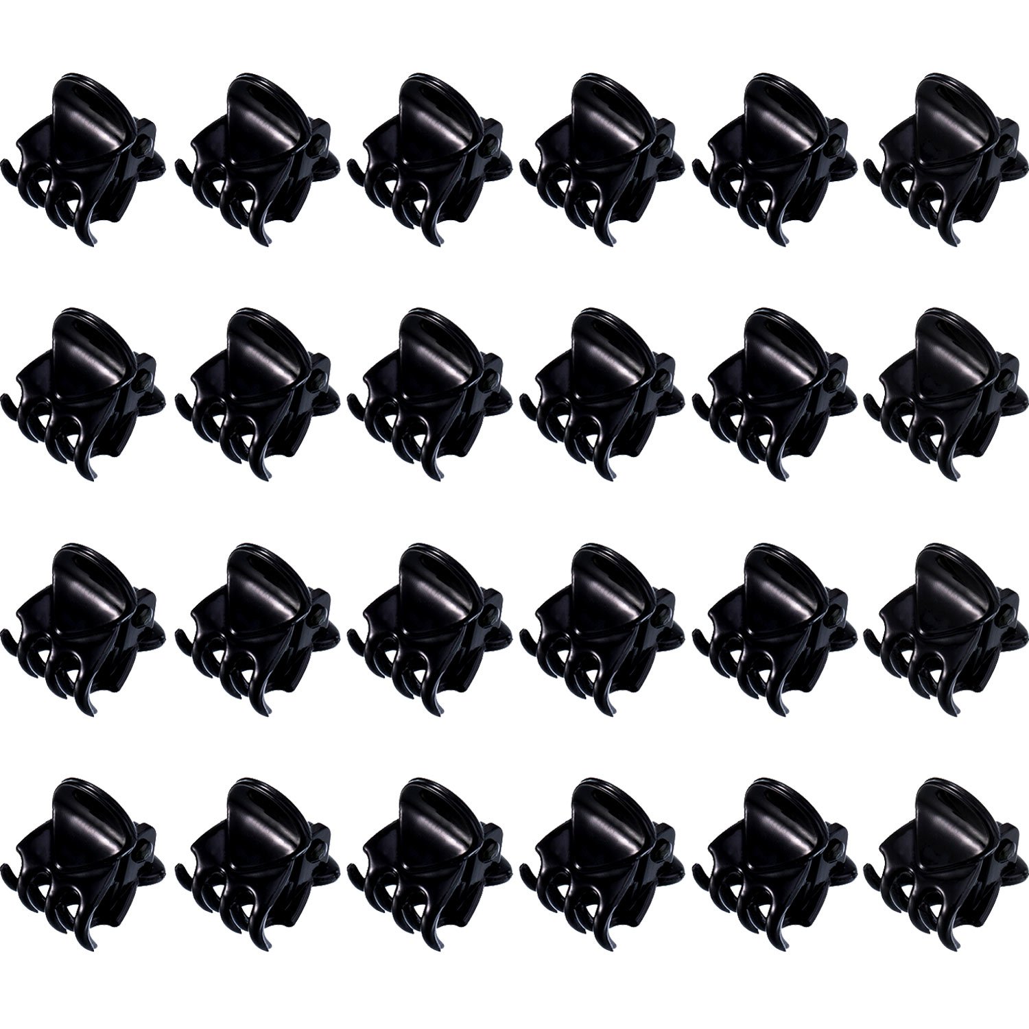 24 Pcs Mini Butterfly Hair Clips - Small Hair Claws Pins for Women, Girls & Teens - Plastic Hair Accessories for Braids, Ponytails & Updos (Black)