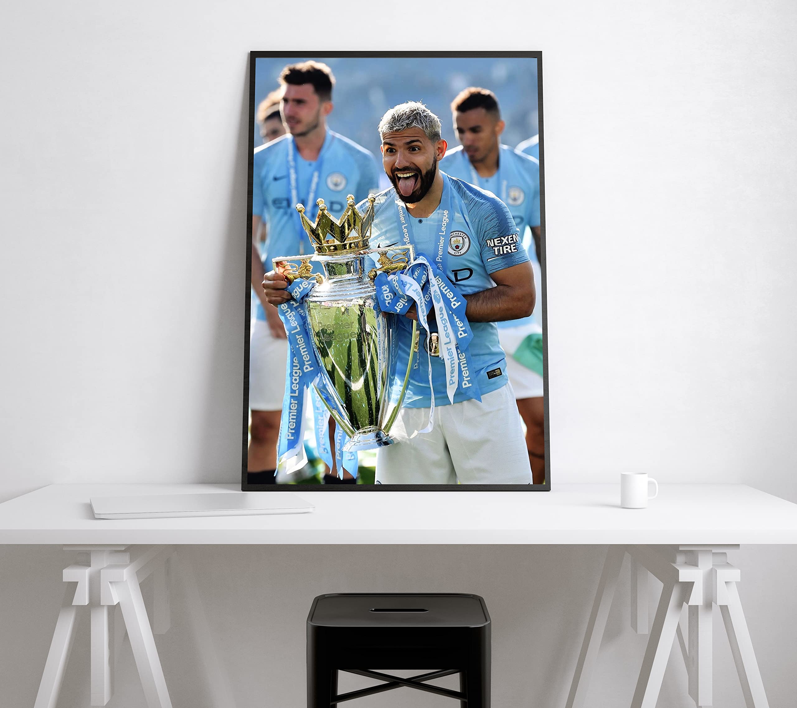 Sergio Aguero Football Poster - Premium Giclee Printed Sports Wall Art for Living Room Decor | Perfect for Man Cave, Game Room & Soccer Fan Gifts