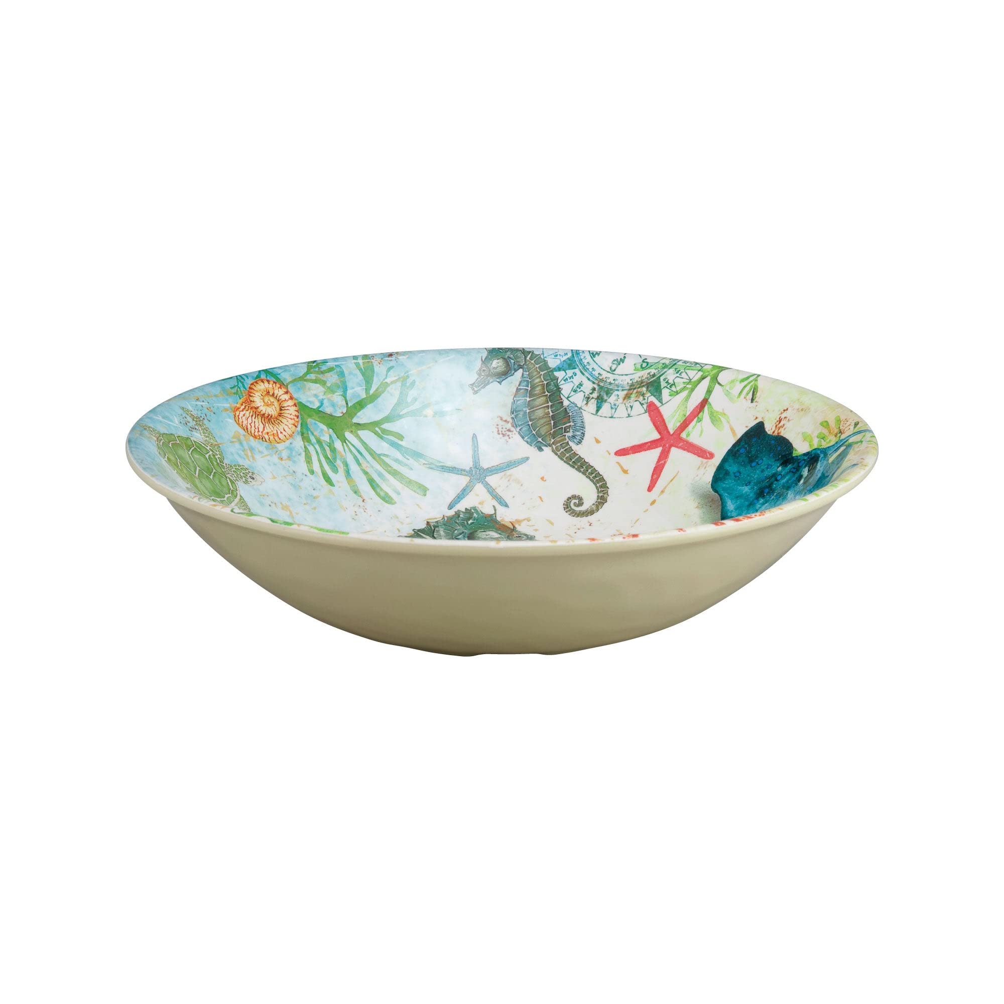 UPware 6-Piece Melamine Dinner Bowl Set – BPA-Free, Dishwasher Safe 8-Inch Round Bowls for Pasta, Rice, Soup & Salad | Durable Kitchen & Dining Ware | Perfect for Family Meals, Parties & Outdoor Picnics (Seahorse Design)