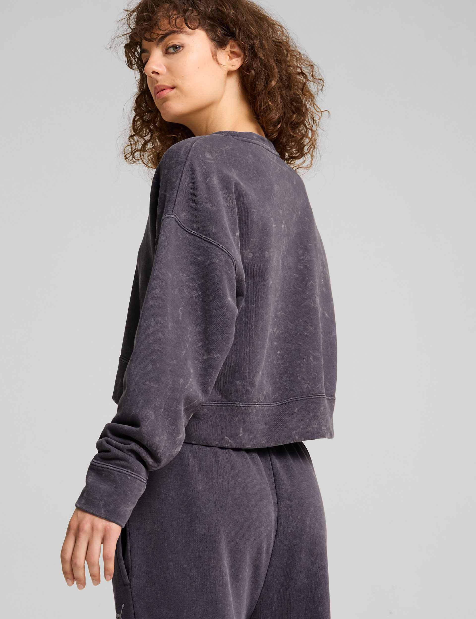 DARE TO Relaxed Washed Crew Neck Sweatshirt - Galactic Grey | Comfortable Casual Pullover for Men & Women | Perfect for Lounge Wear, Street Style & Everyday Outfits
