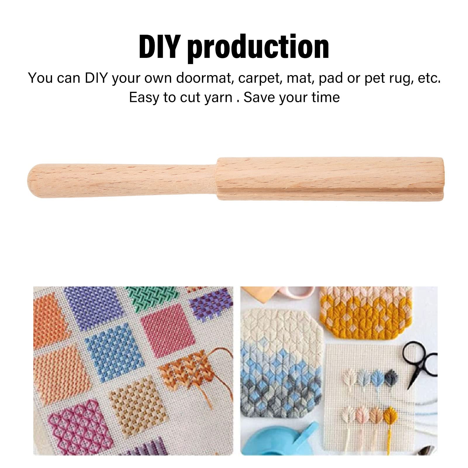 Premium Handcrafted Wooden Crochet Hook & Yarn Cutter Tool - Essential for Rug Tapestry Making, DIY Knitting Projects, and Crafting Accessories - Perfect for Home Decor, Gift Making, and Fiber Art Enthusiasts