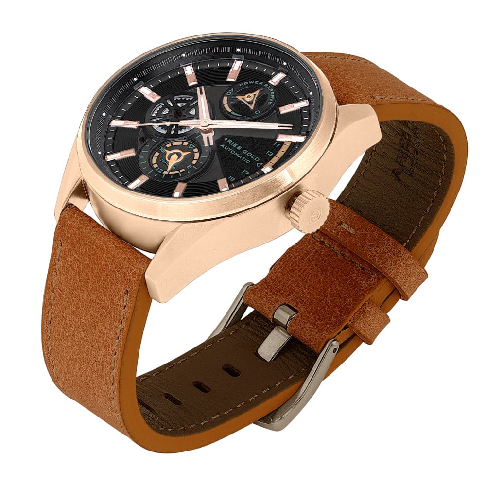 ARIES GOLD 500PCS Limited Edition Roadster G 9021 RG BK Men's Luxury Watch - Perfect for Business, Formal Events & Gift Giving
