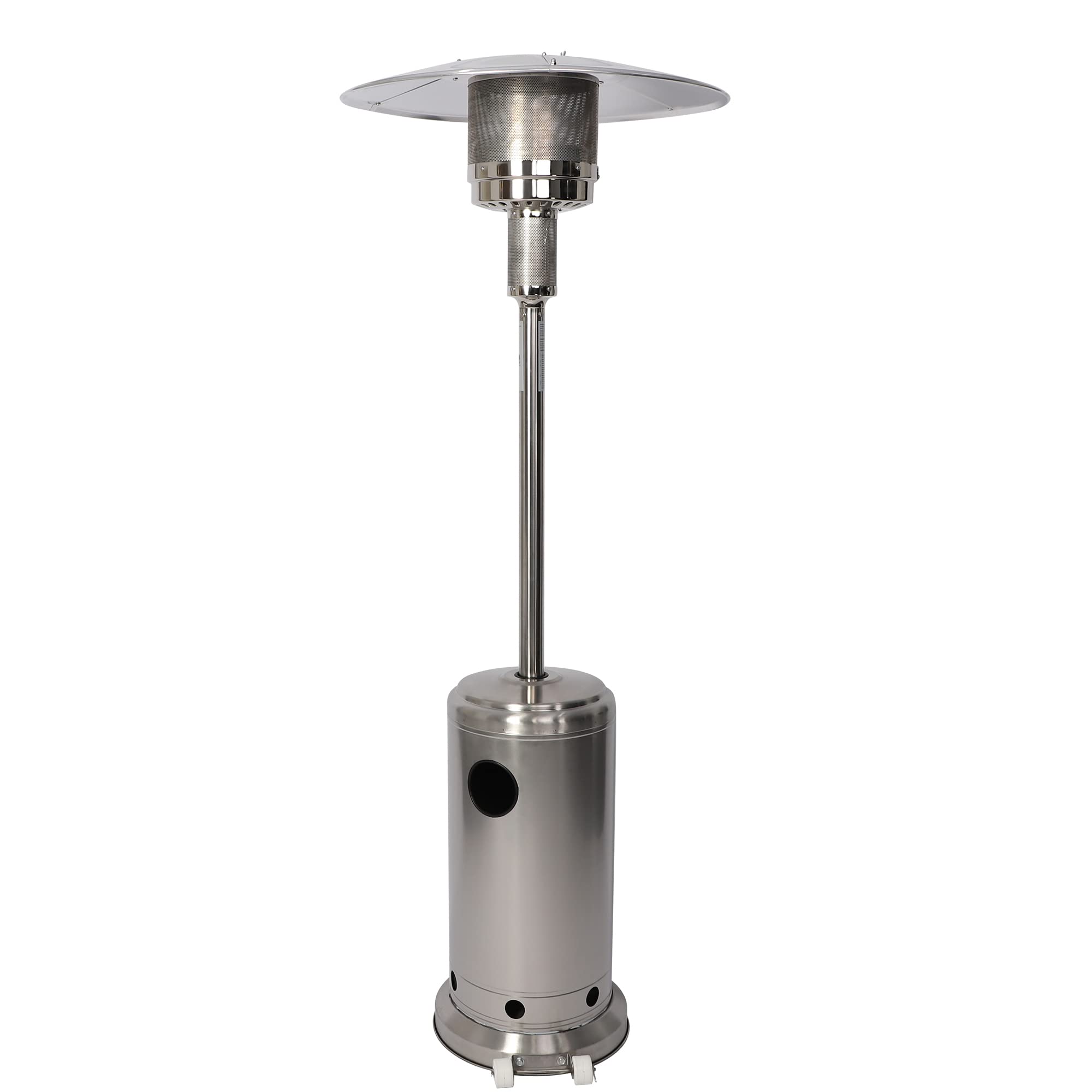 Stainless Steel Outdoor Patio Heater - 48,000 BTU LP Propane Standing Heater with Anti-Tilt Safety Switch for Garden, Wedding, Party & Backyard Use (Silver) - Perfect for Outdoor Dining, Poolside & Cold Weather Gatherings